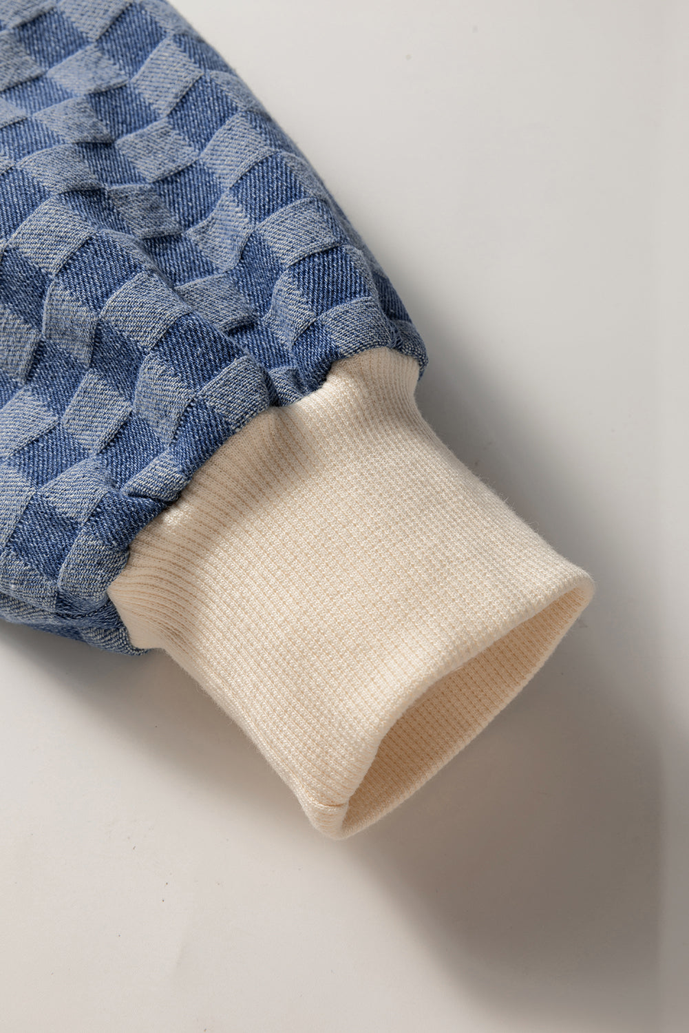 Checker Patchwork Kangaroo Pocket Half-Zip Hoodie