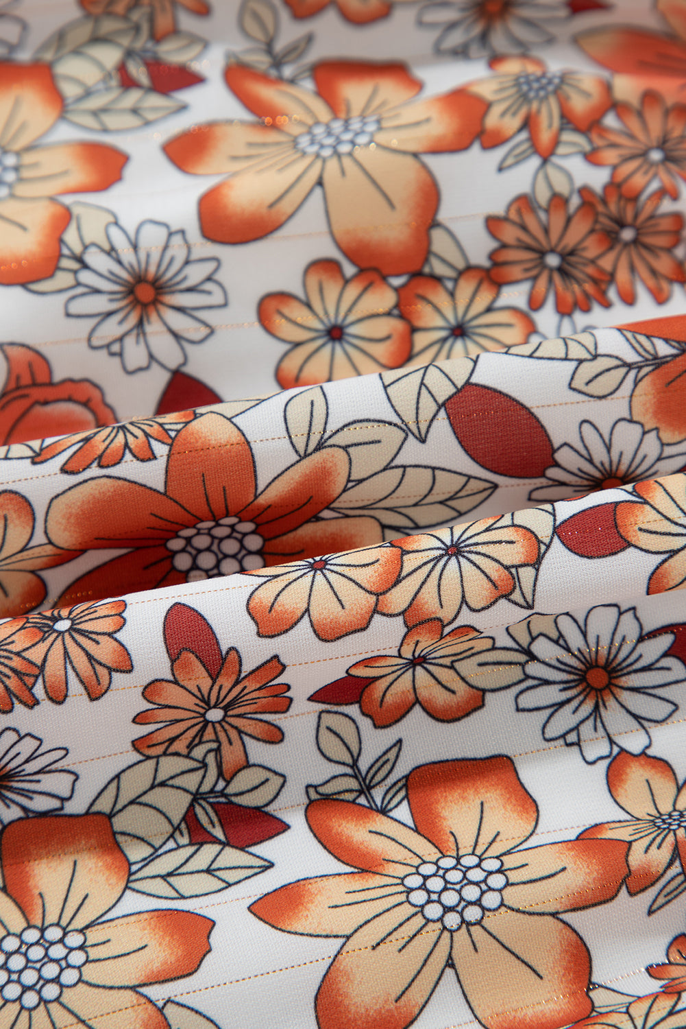 Floral V-Neck Ruffle Long Sleeve Midi Dress