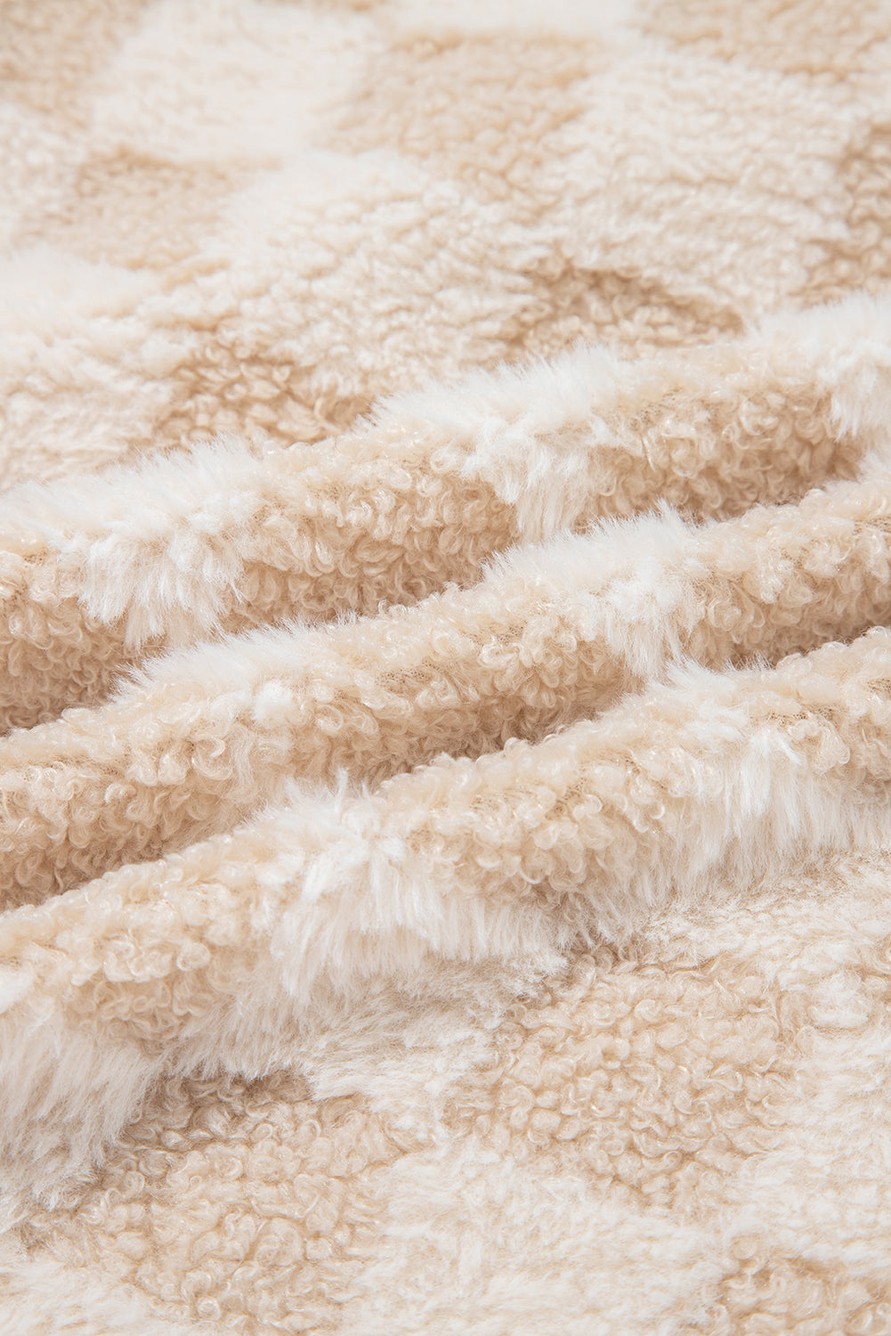 Checker Sherpa Corduroy Patchwork Zip-Up Jacket