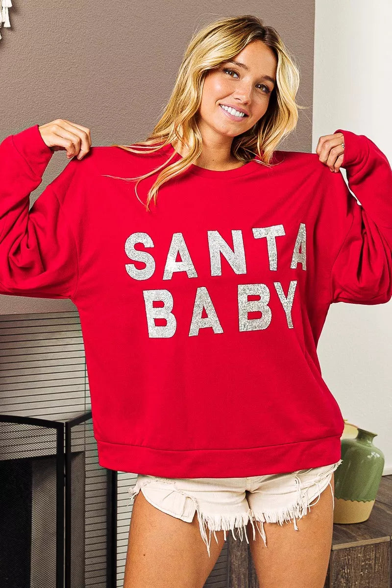 BiBi Santa Baby Lettering Christmas Sweatshirt