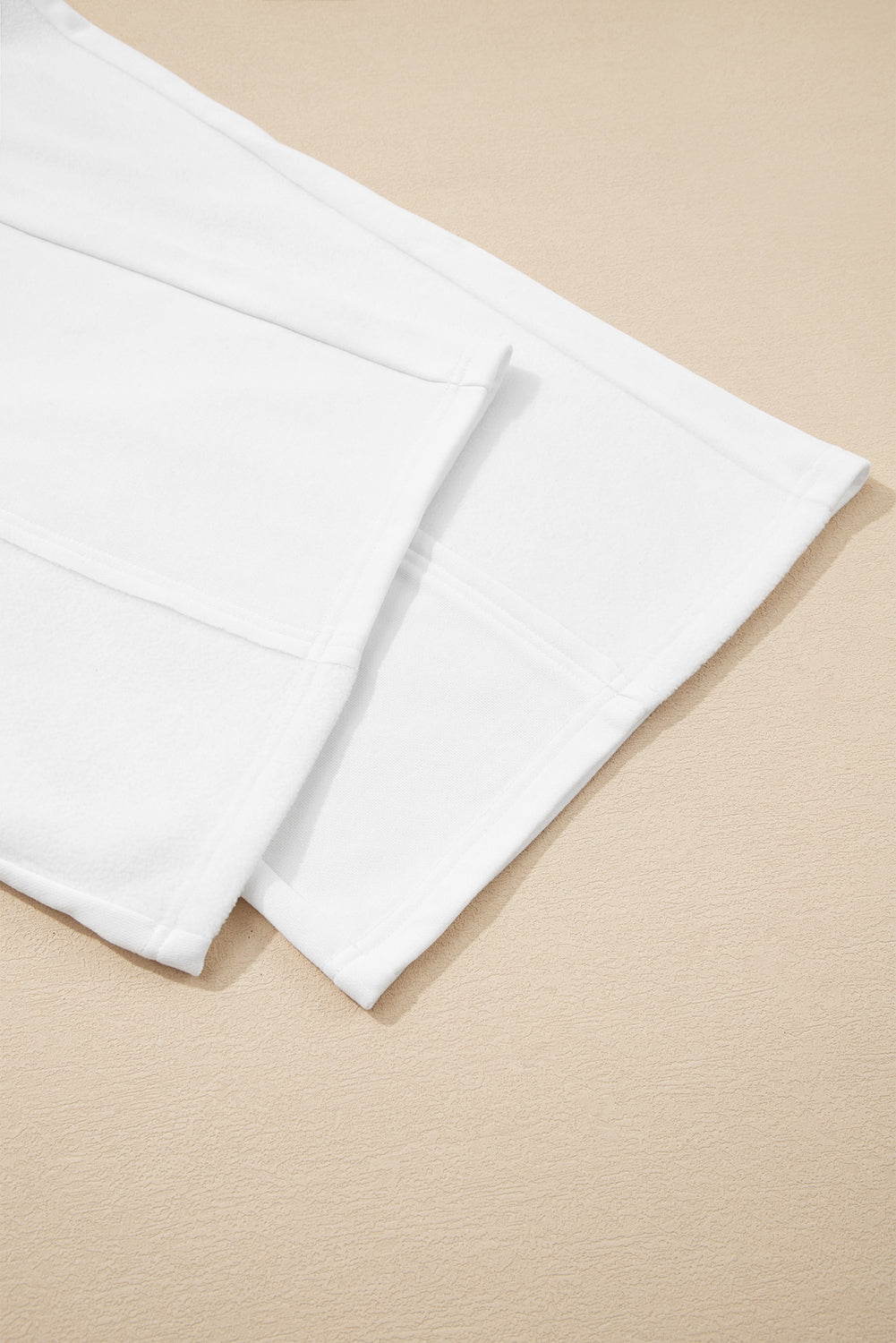 Plus Size Solid Raw Seam Top and Drawstring Pants Set