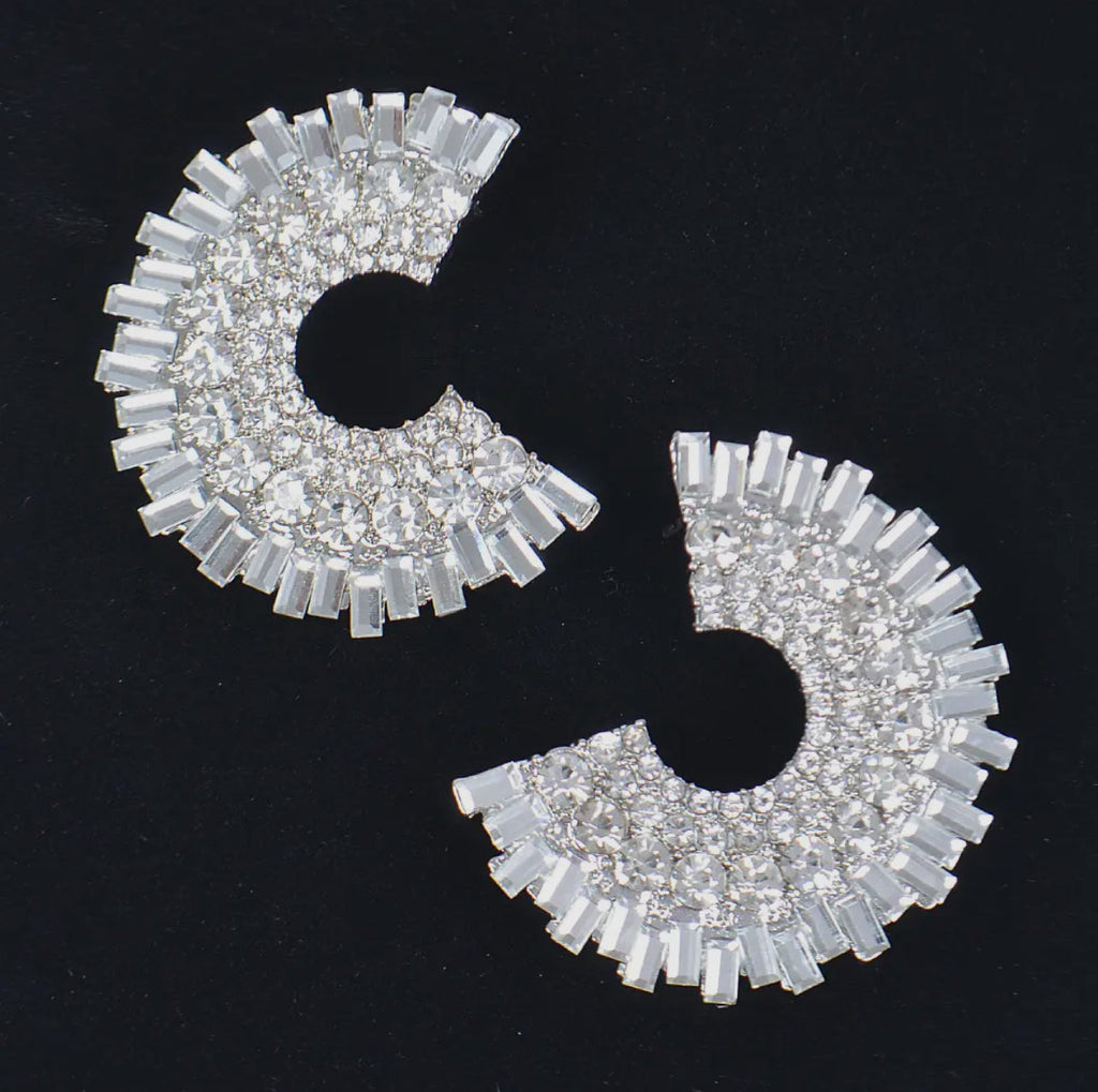 Semi-C Rhinestone Earrings
