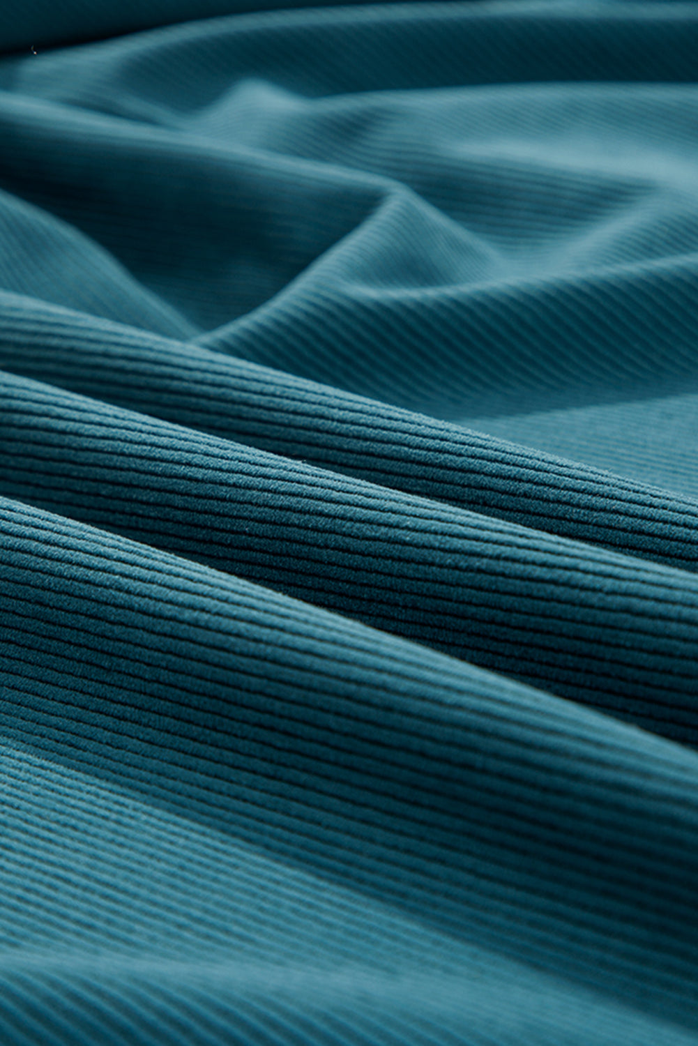 Solid Corduroy 3/4 Sleeve Snap Button Dress