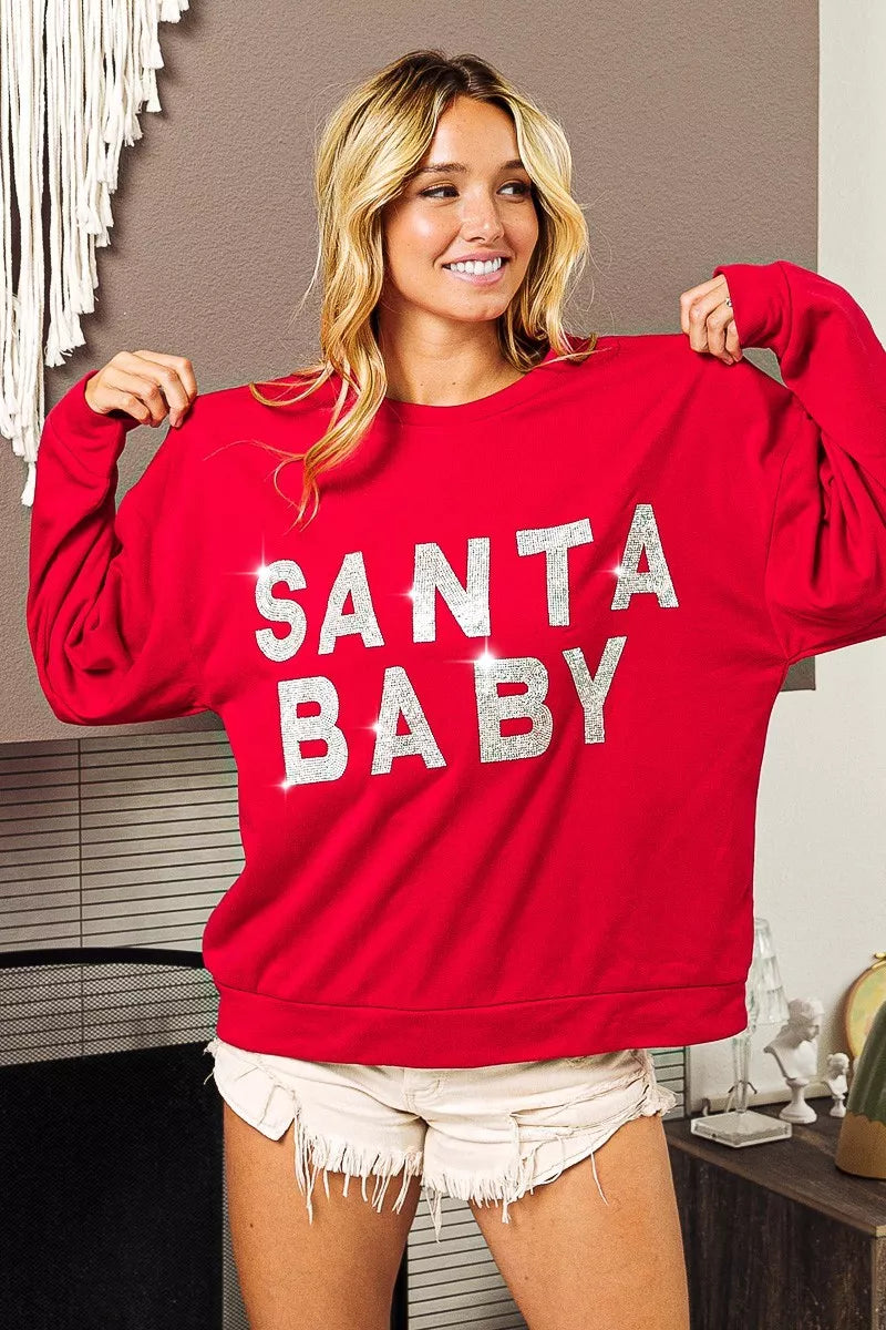 BiBi Santa Baby Lettering Christmas Sweatshirt