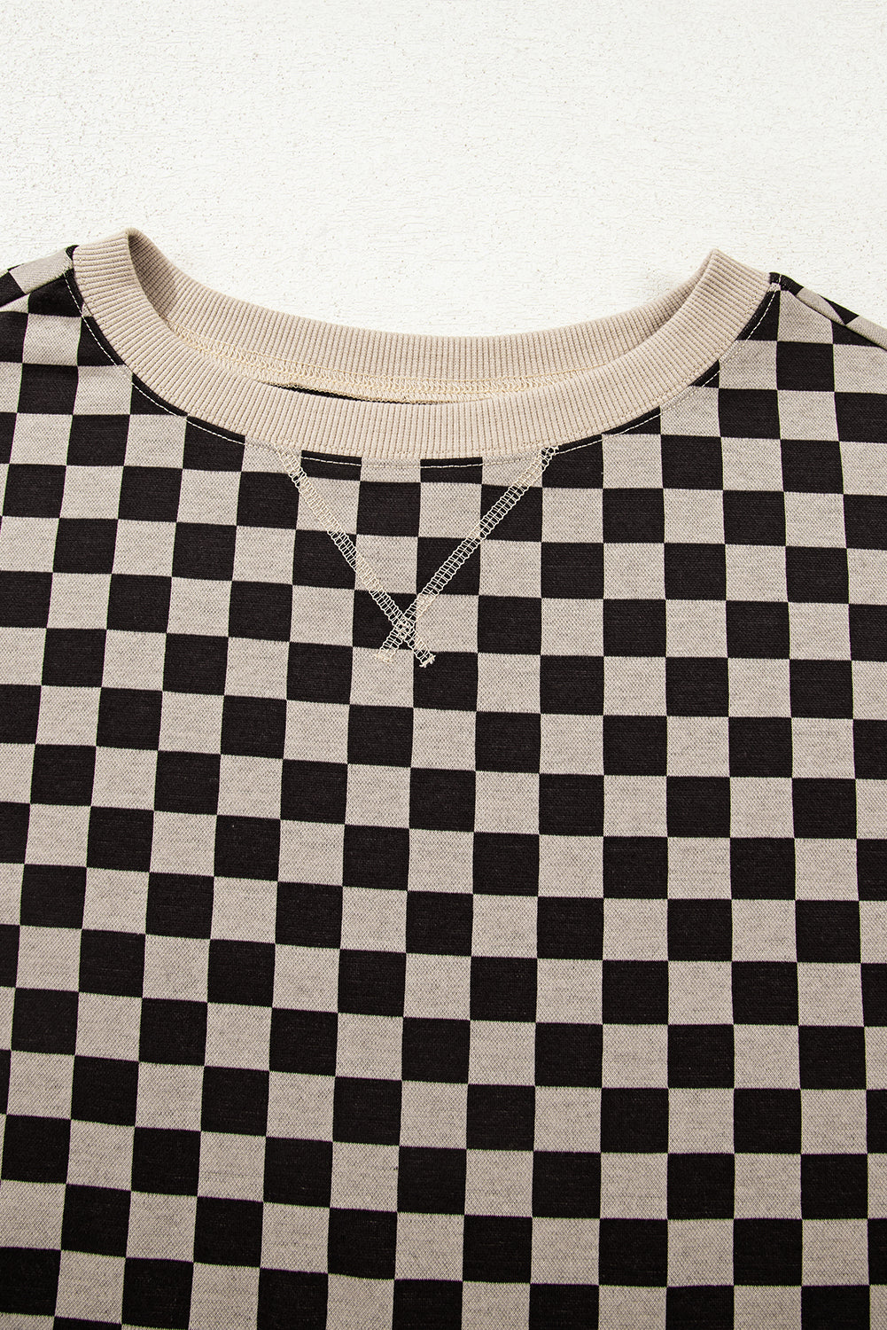 Checker Patchwork Long Sleeve Top