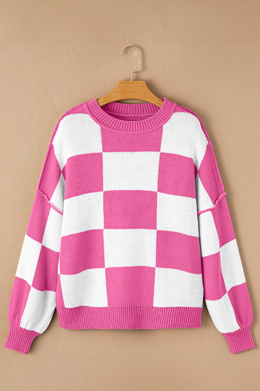 Checker Bishop Sleeve Sweater