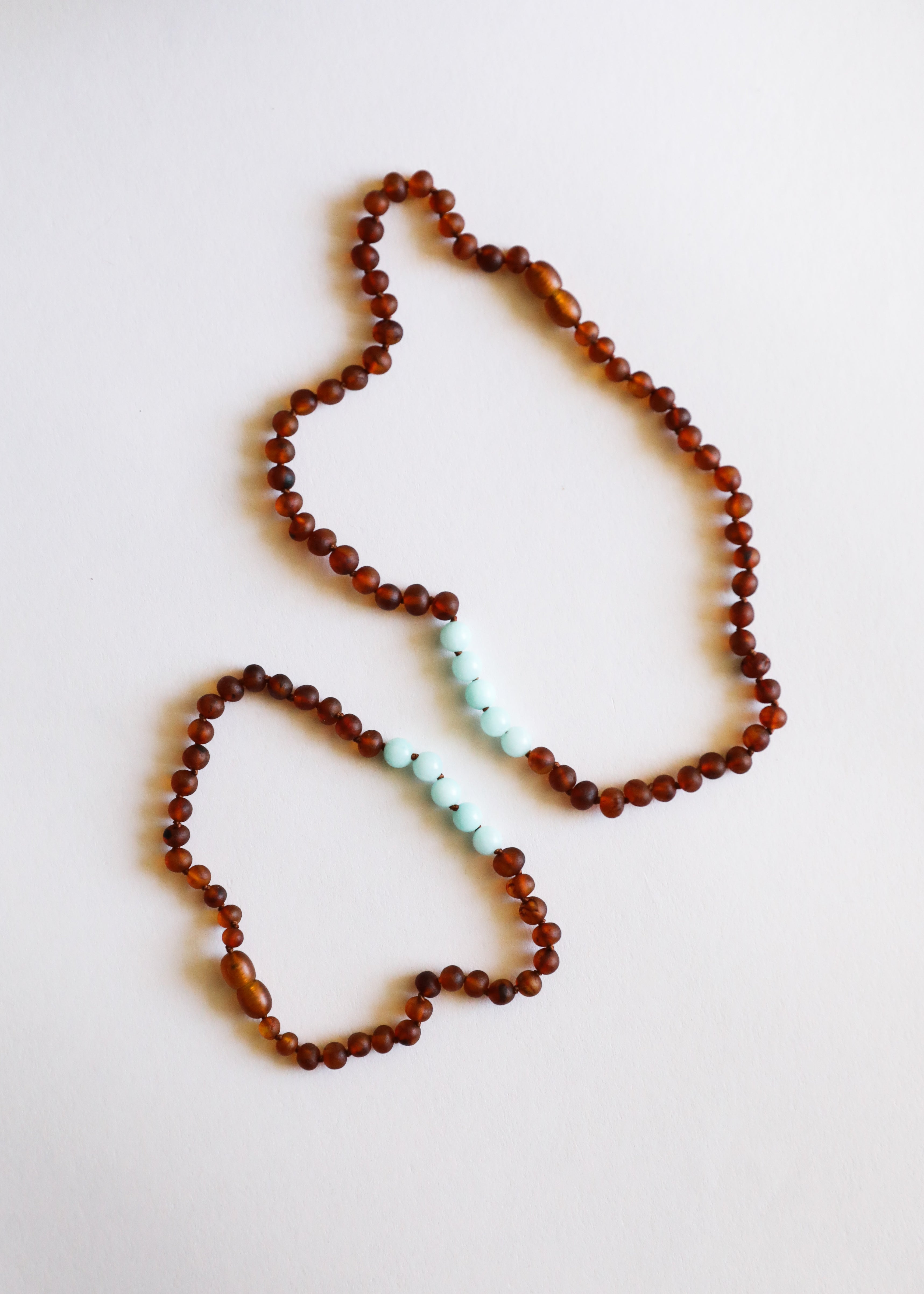 Raw Cognac Baltic Amber + Amazonite || Necklace Set