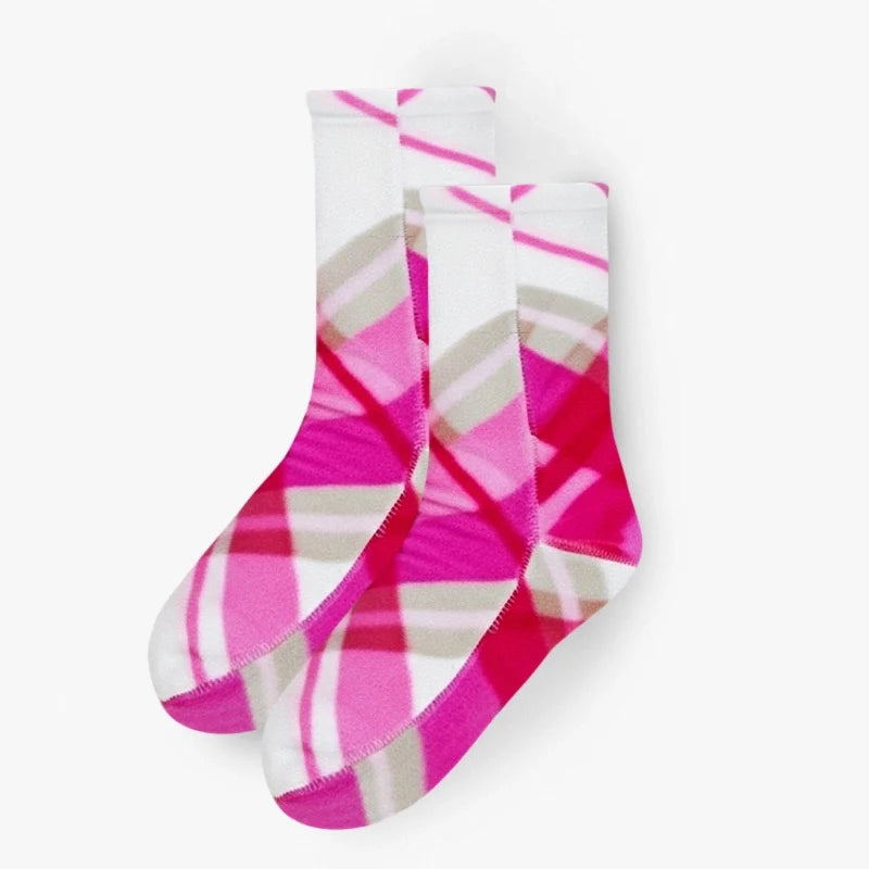 Polar Feet Fleece Socks - Pink Argyle