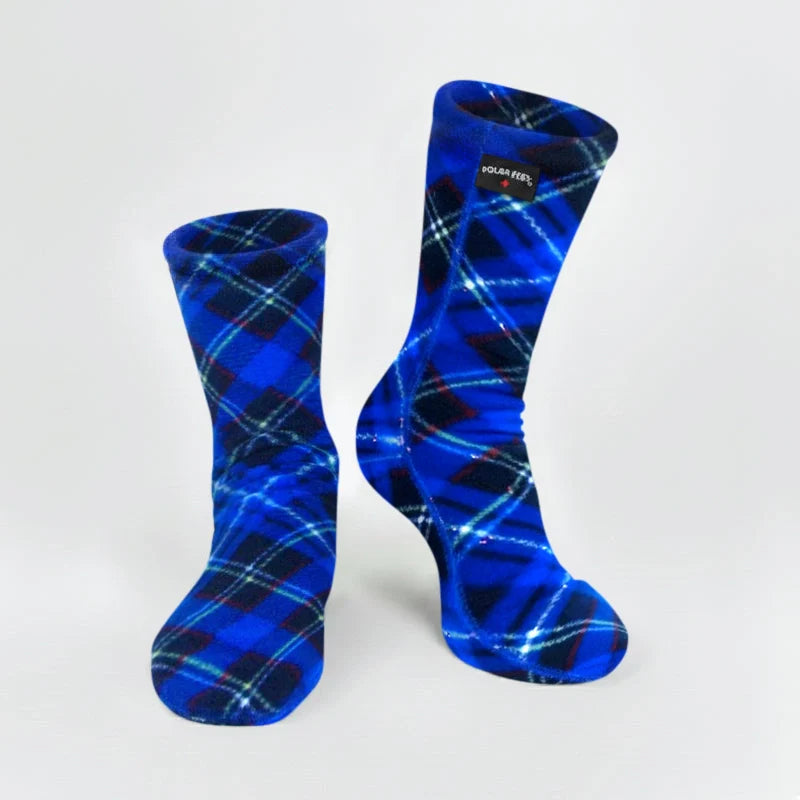 Kids' Nonskid Fleece Socks - Blue Argyle