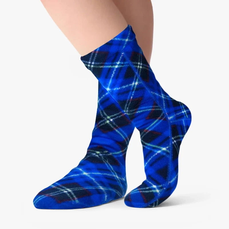Kids' Nonskid Fleece Socks - Blue Argyle