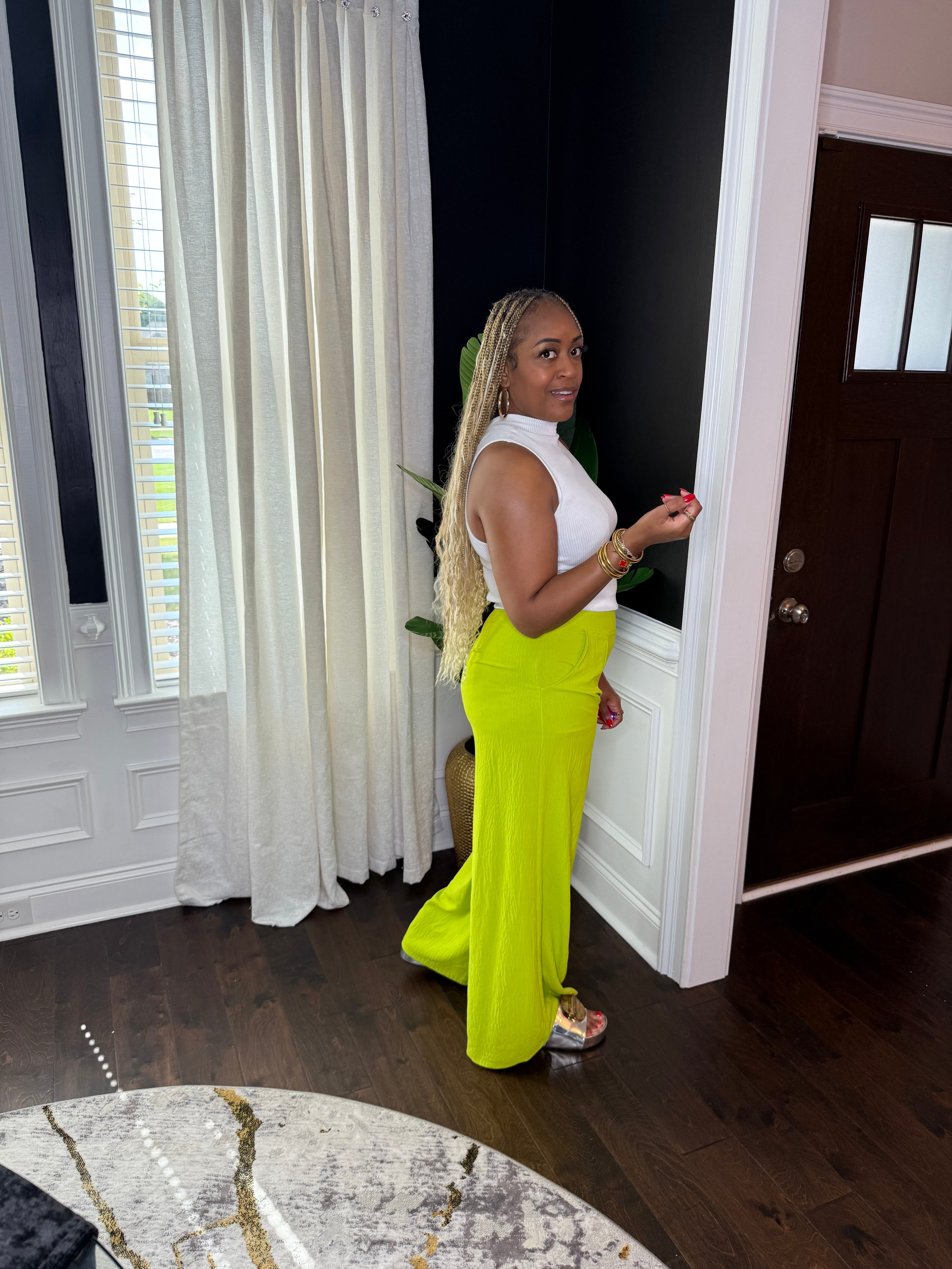 Lime Wide Leg Pants
