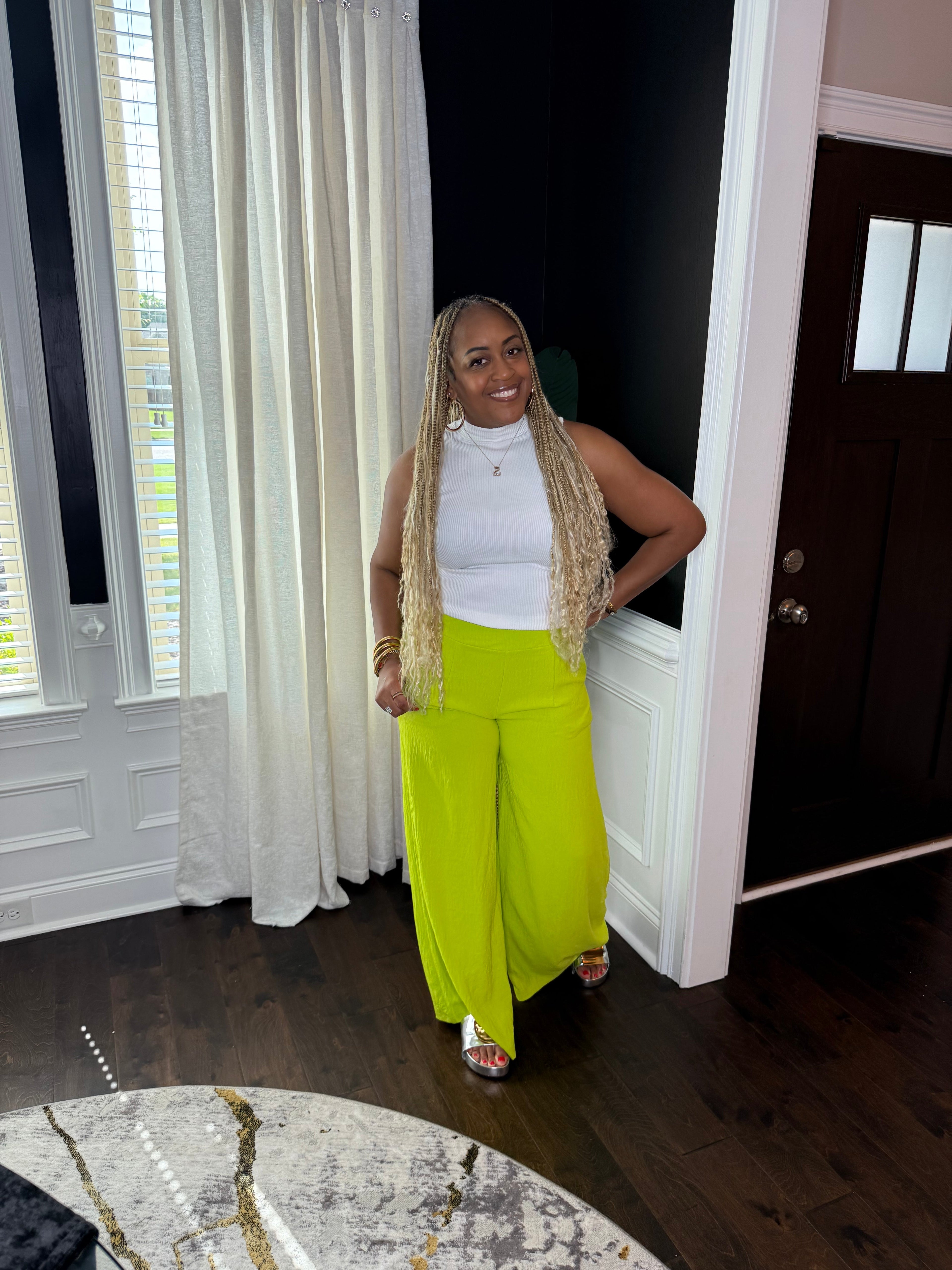 Lime Wide Leg Pants