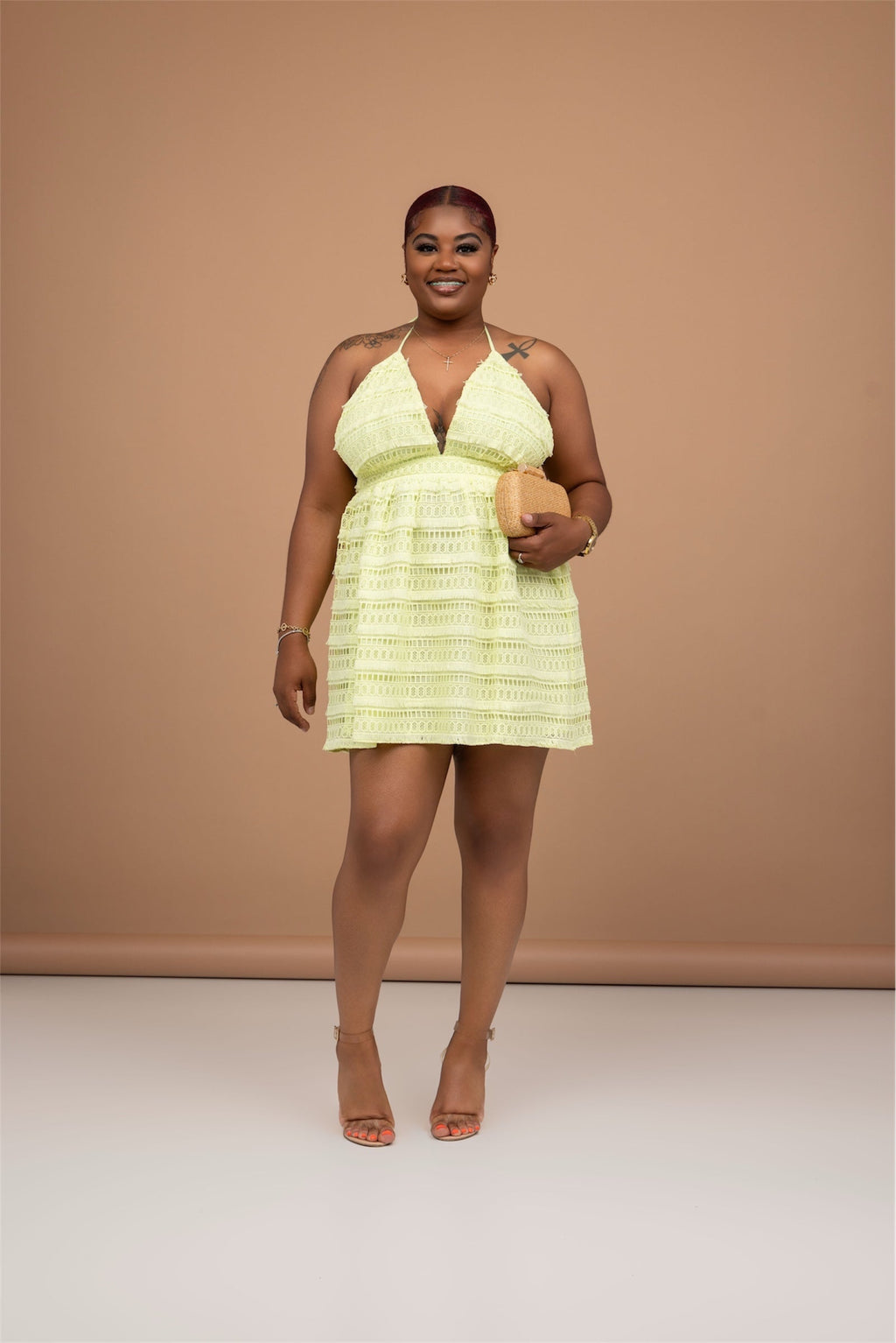 Limoncello Lace Halter Mini Dress