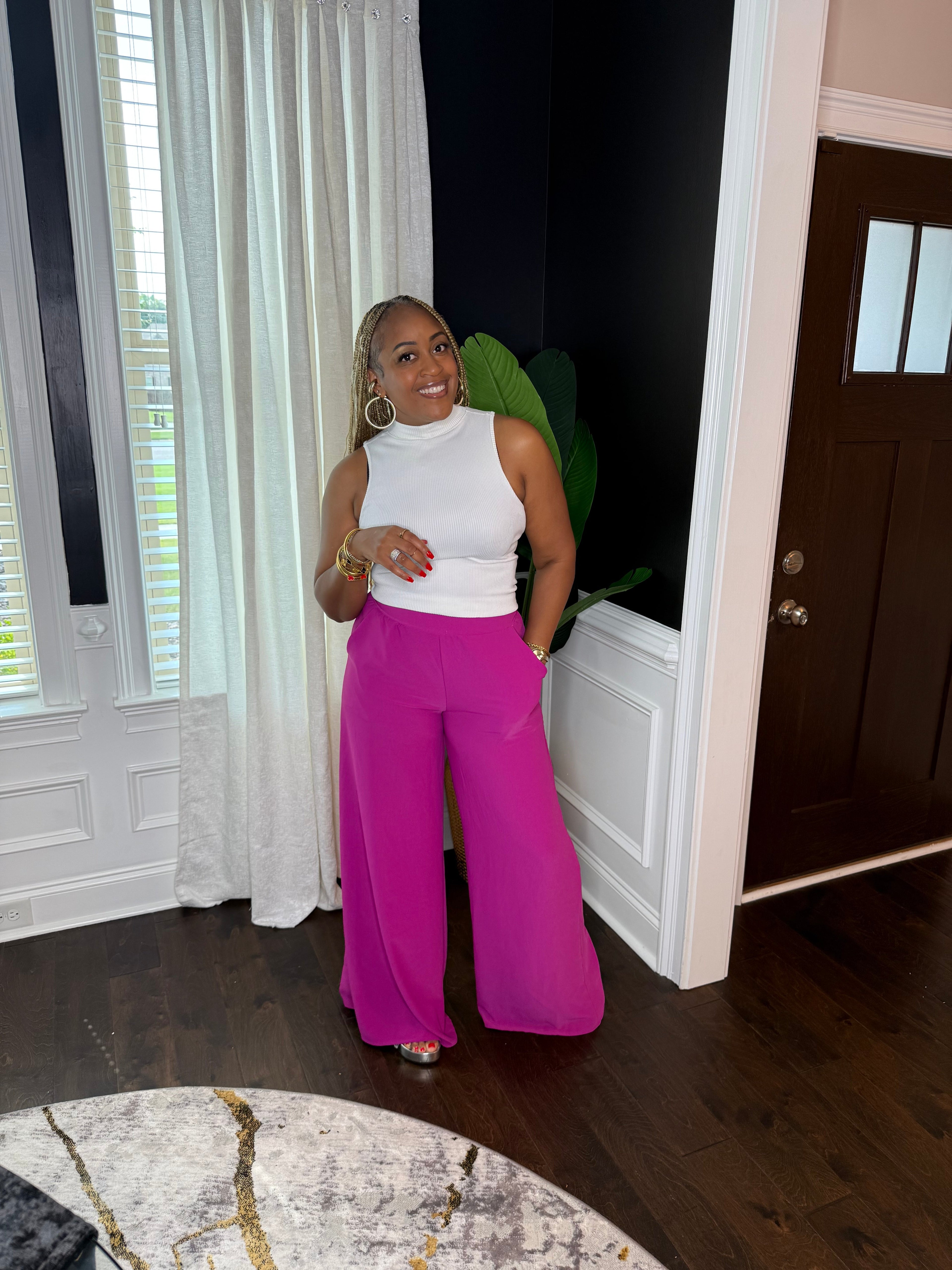 Magenta Wide Leg Pants