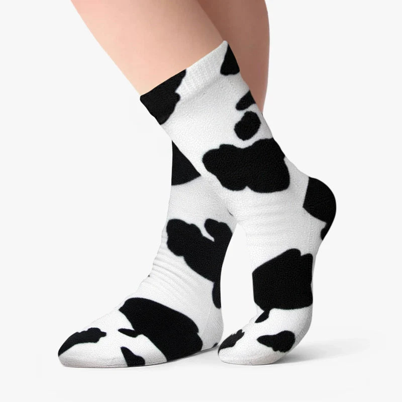 Kids' Nonskid Fleece Socks - Cow