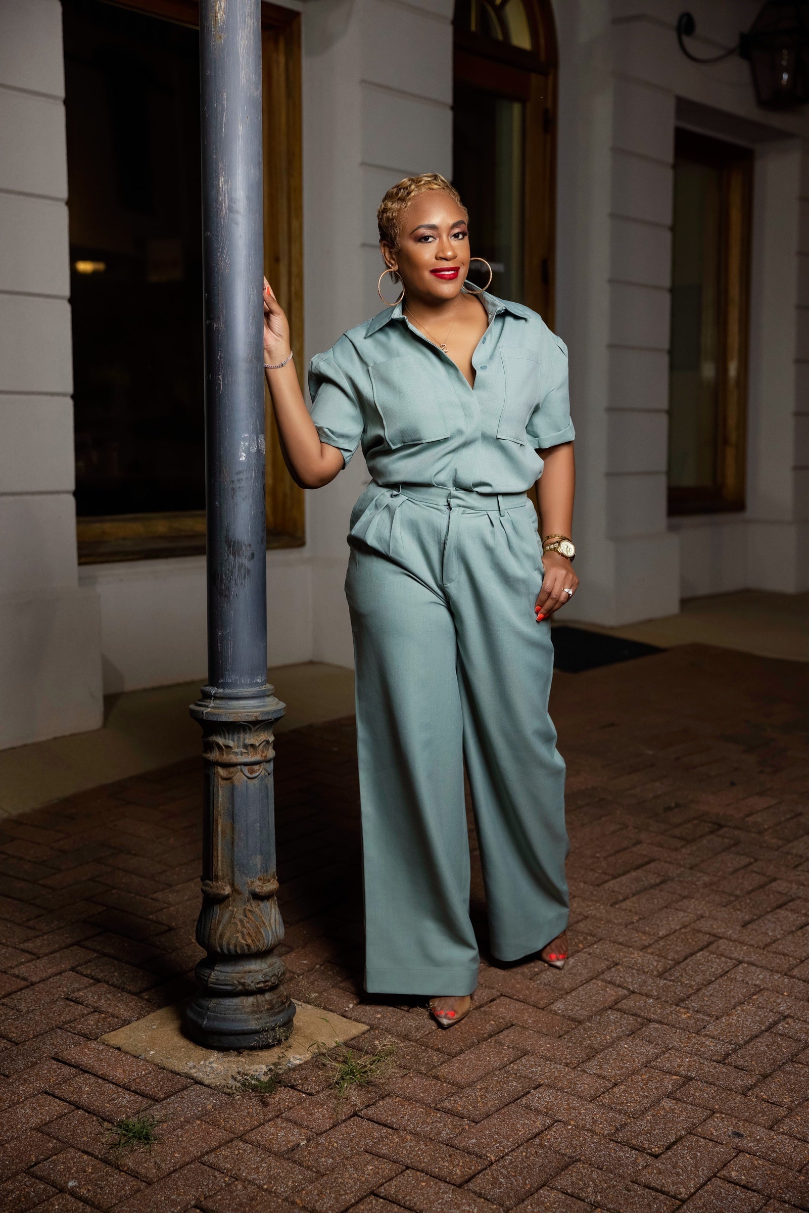 Pleated Down Pants Set