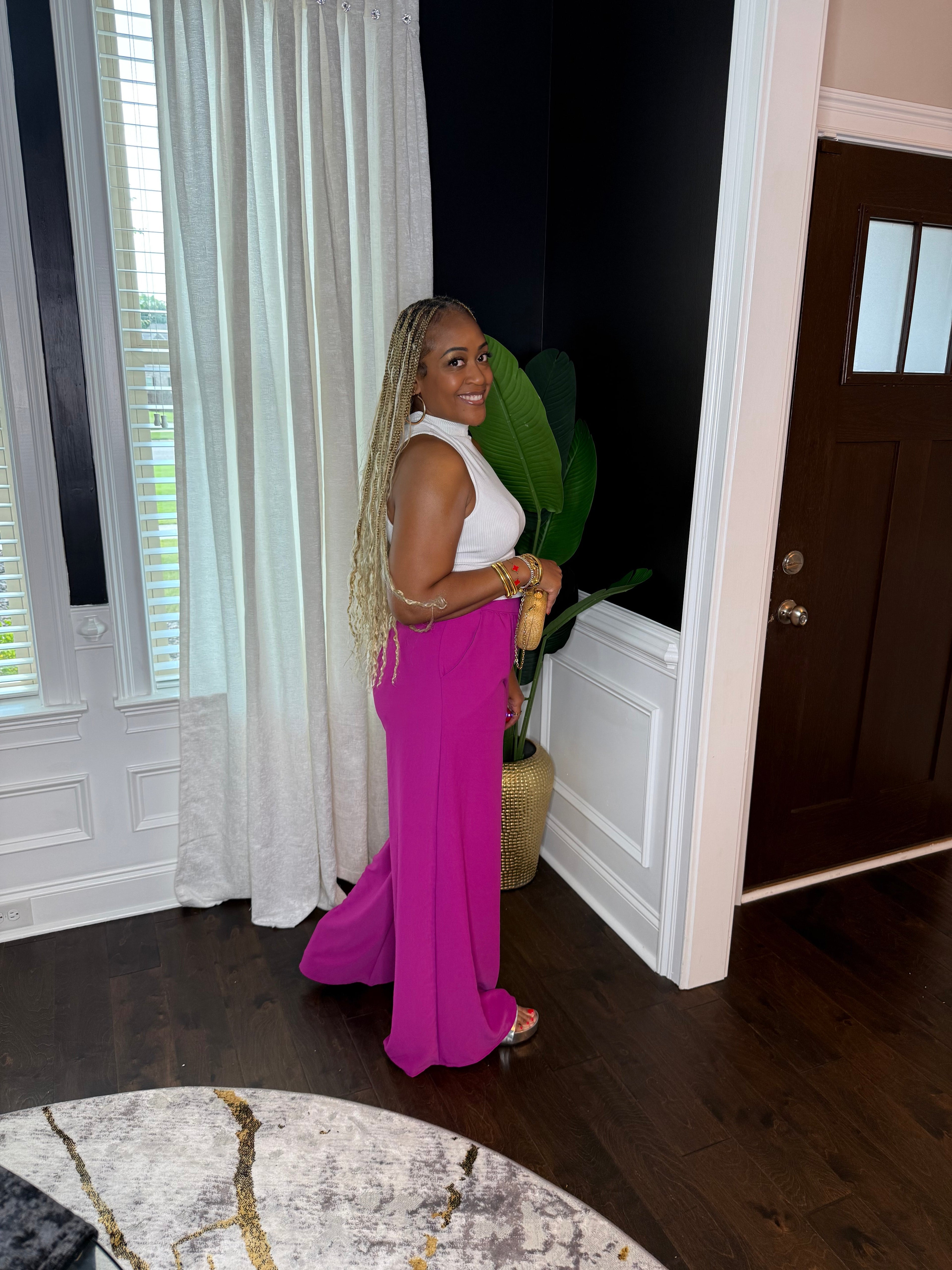 Magenta Wide Leg Pants