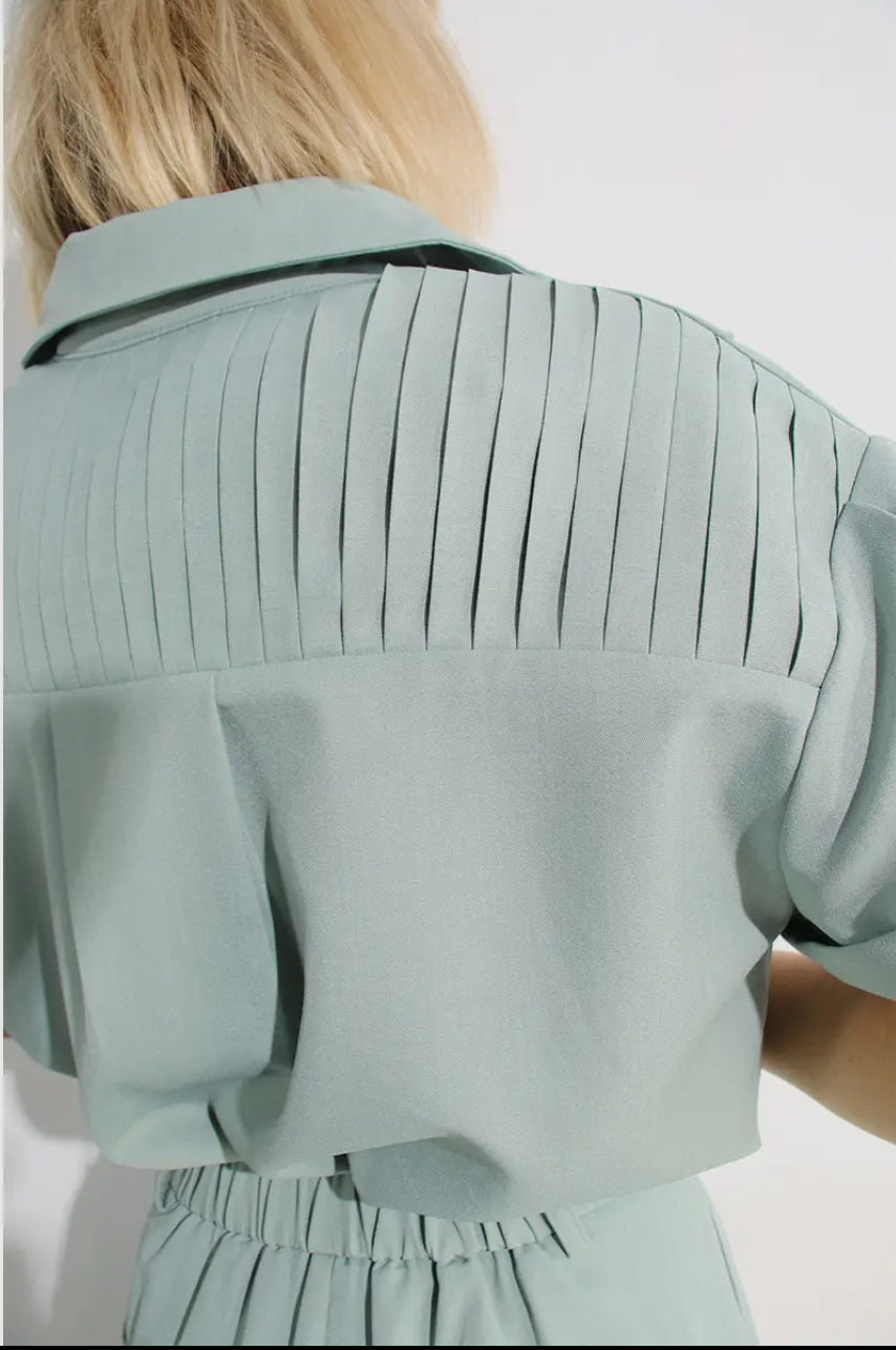 Pleated Down Pants Set