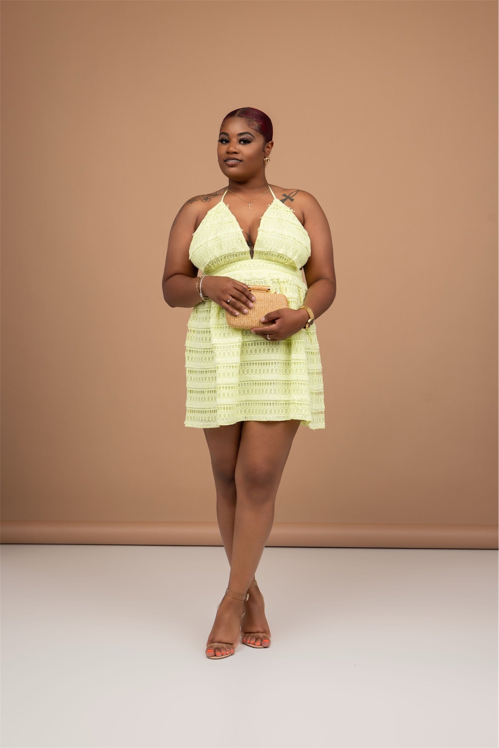 Limoncello Lace Halter Mini Dress