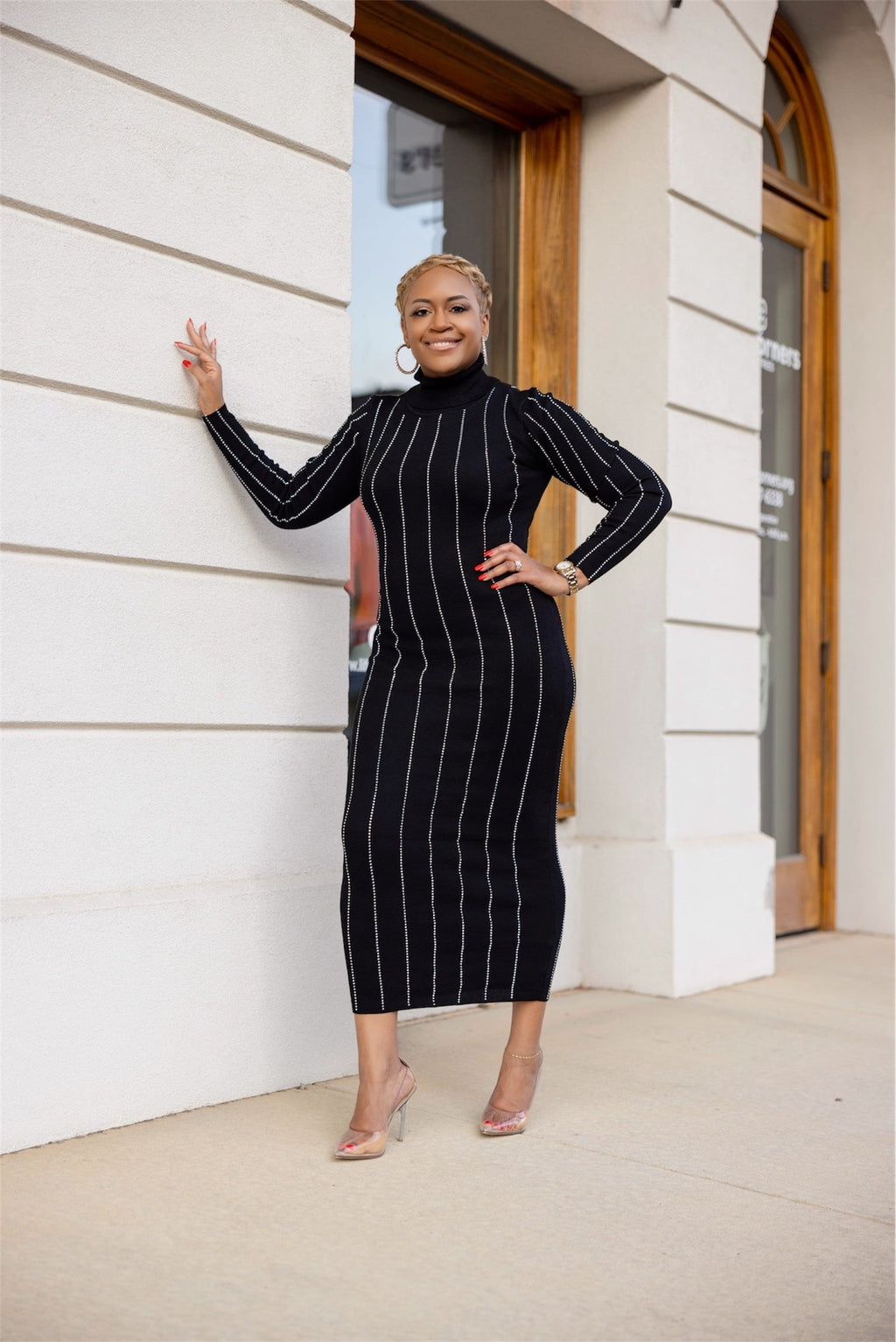 Black Sweater Dress with Embellishments