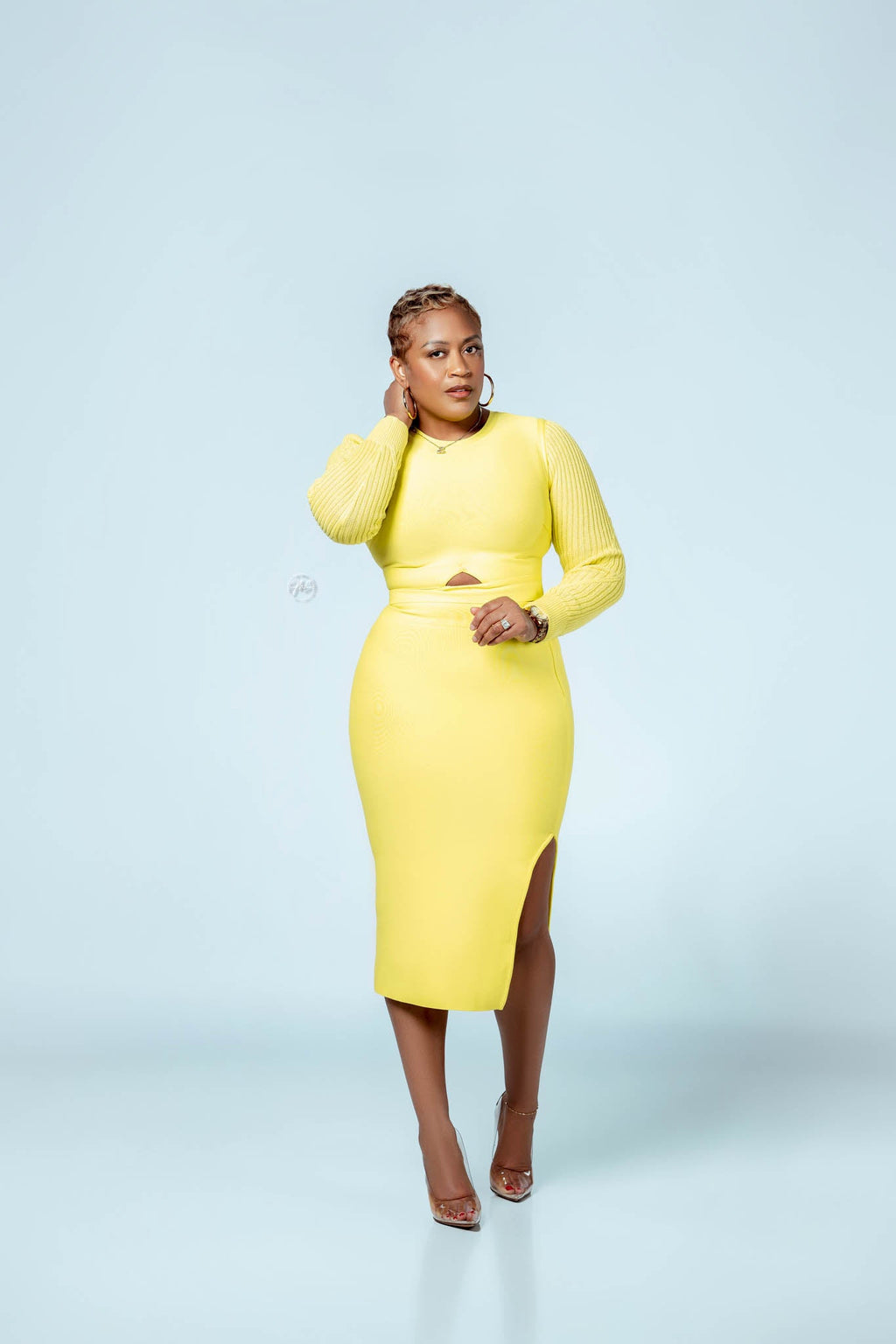Yellow Bandage Skirt Set