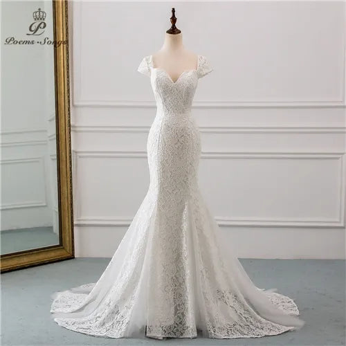 New style cap sleeve style lace wedding dress