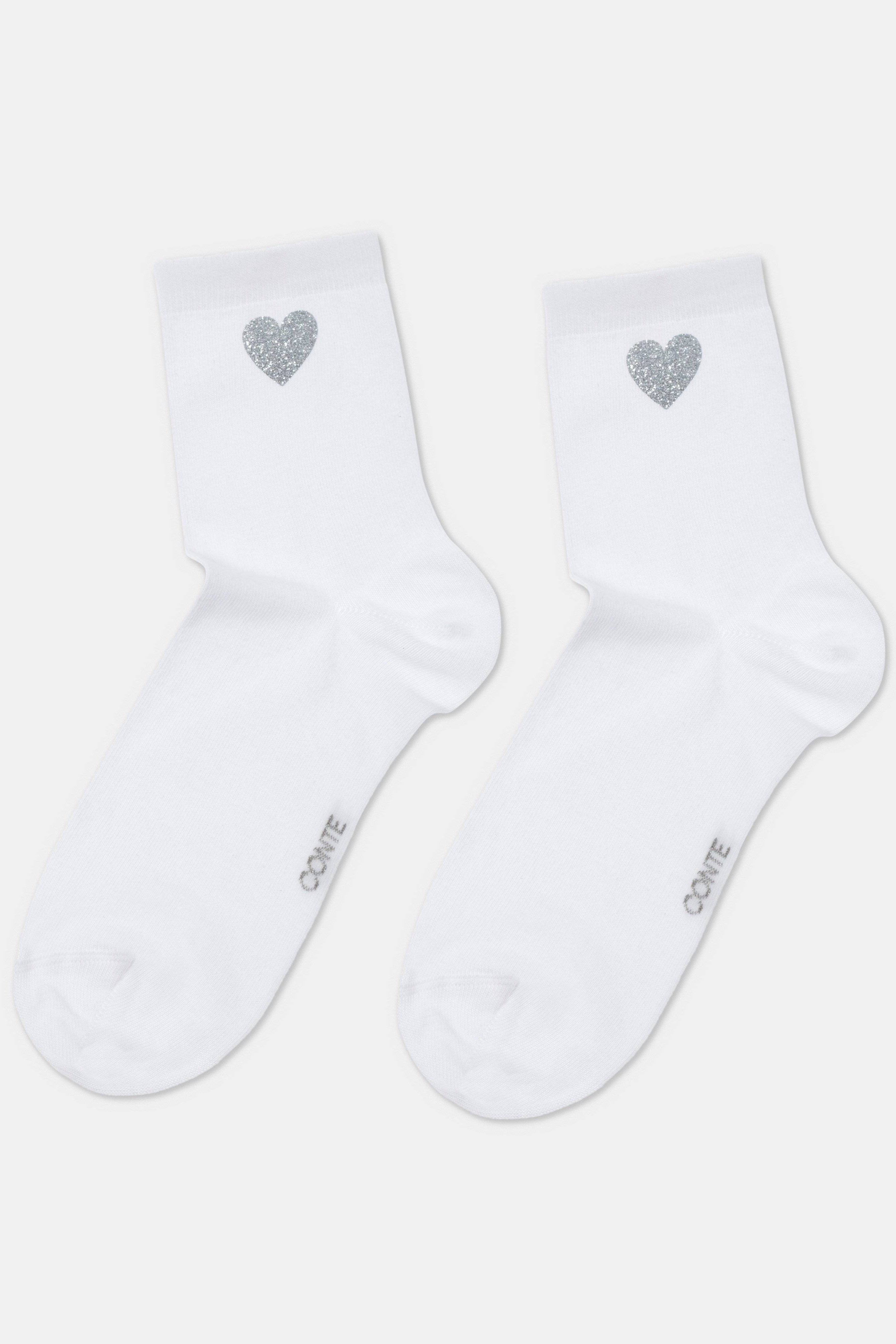 Cotton Socks Conte Classic 427 - Shimmering Heart Pattern