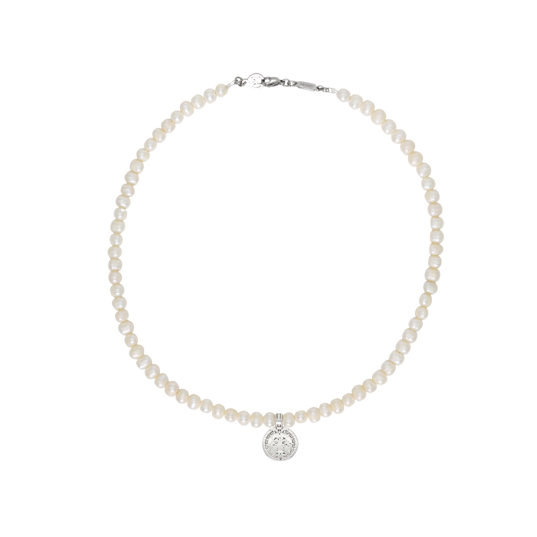 White Pearl Coin Necklace