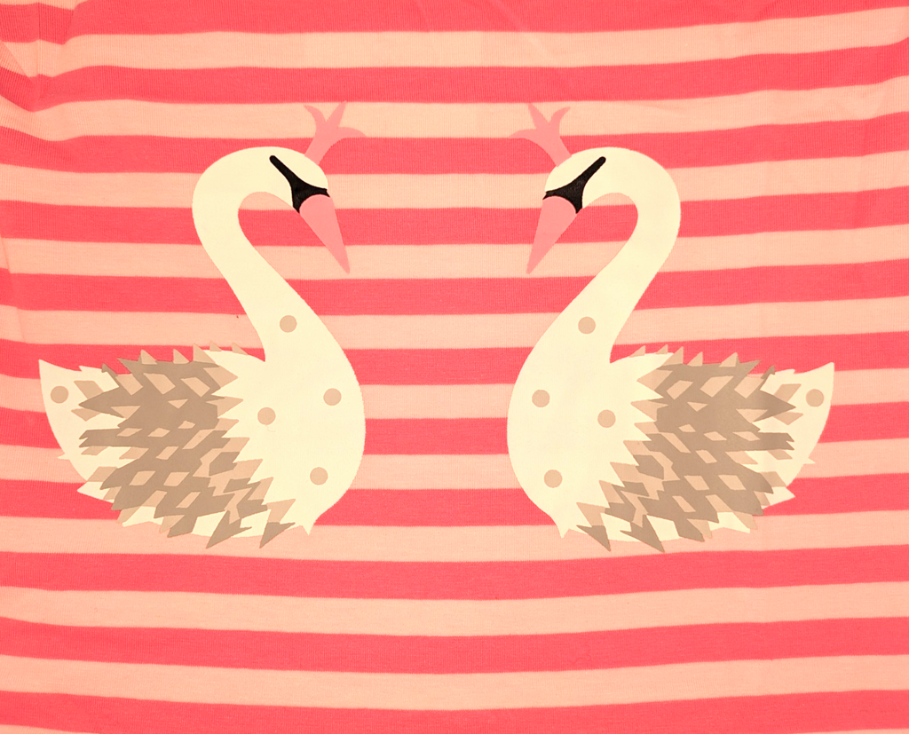 Pink Striped Swan Princess Tunic & Capri Set