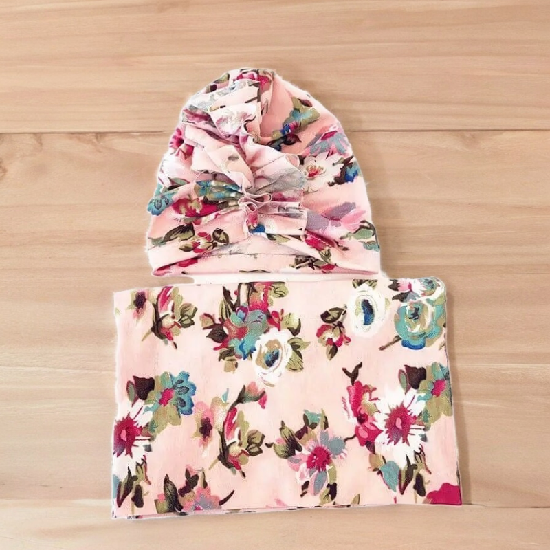 Newborn Floral Swaddle With Hat