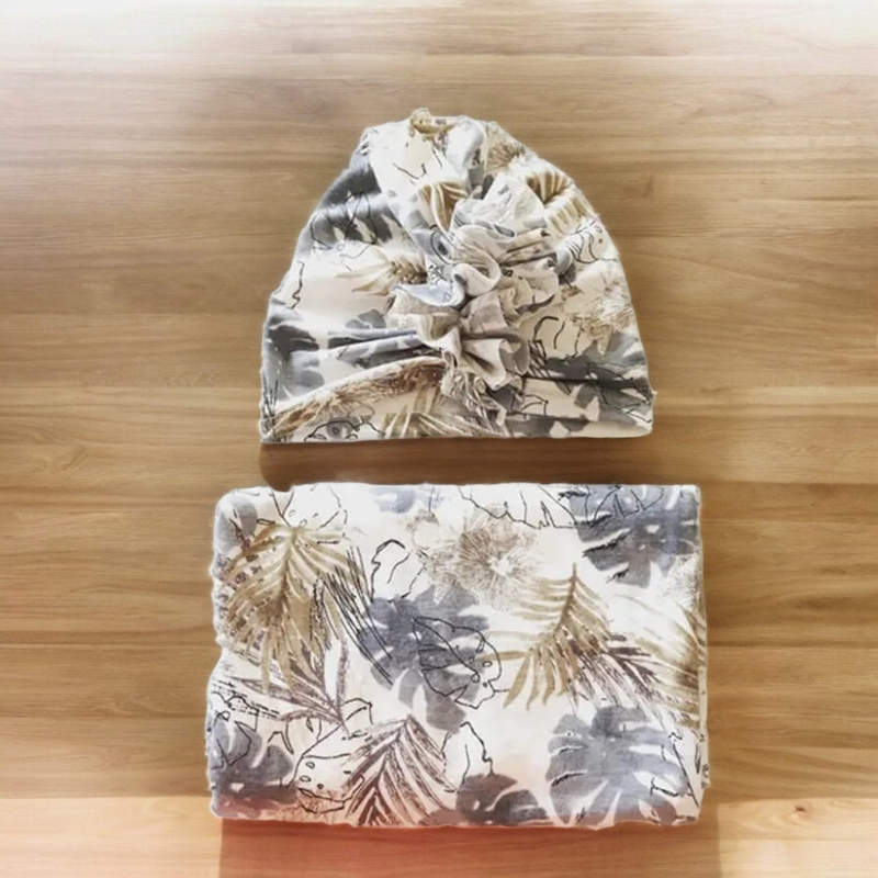Newborn Floral Swaddle With Hat