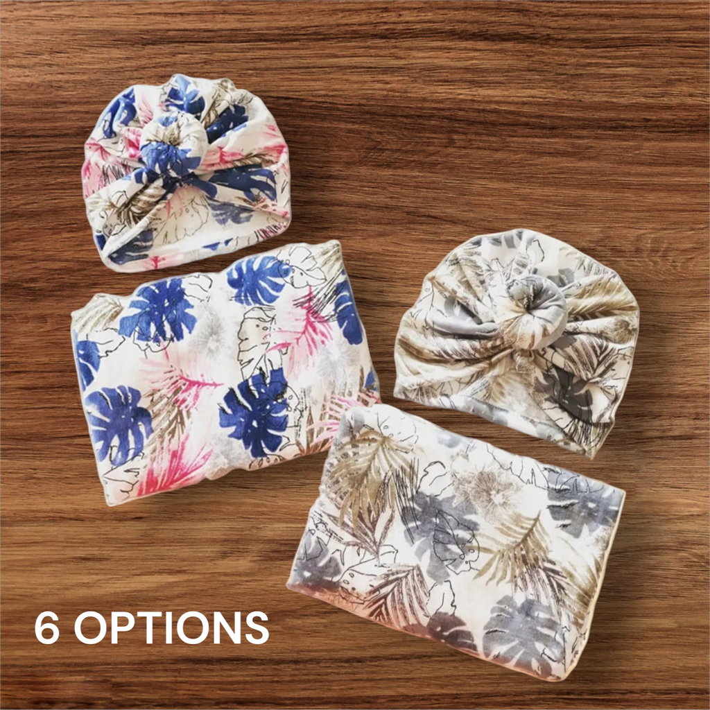 Newborn Floral Swaddle With Hat