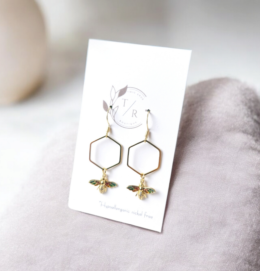 Golden bee earrings