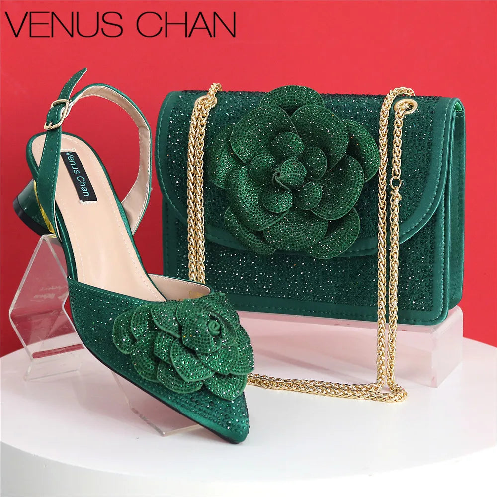 Pointed Top Latest Design Women's Shoes and Bags Set