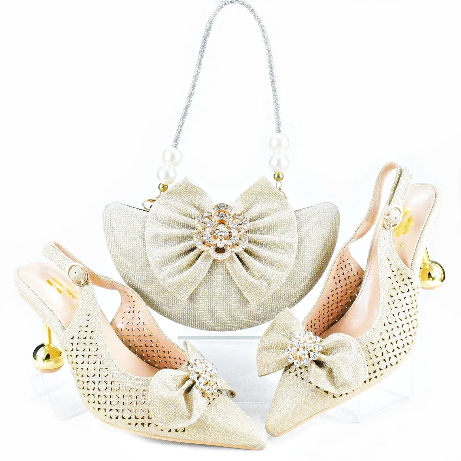 New Arrival African Wedding Shoes and Bag Set HAS1-21