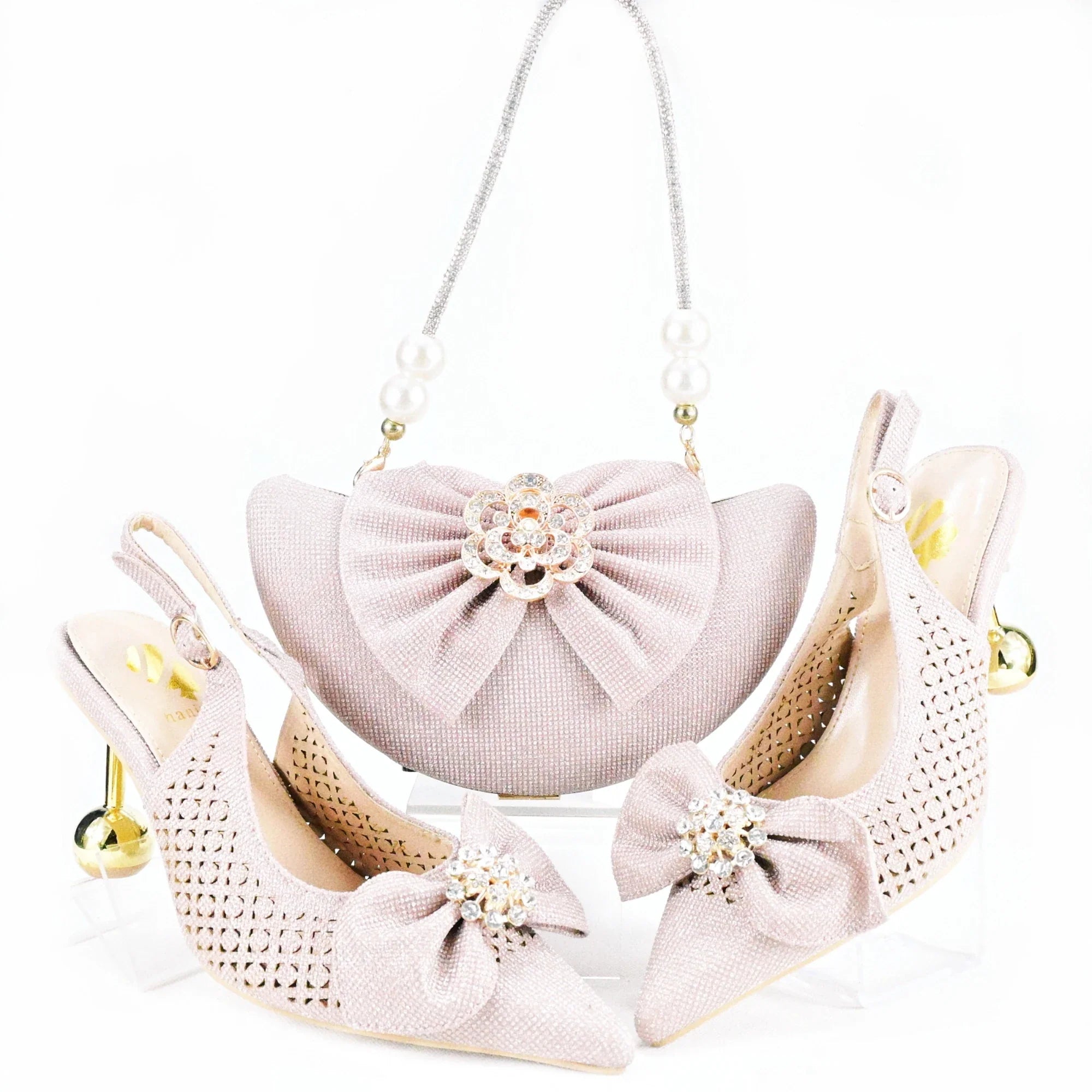 New Arrival African Wedding Shoes and Bag Set HAS1-21