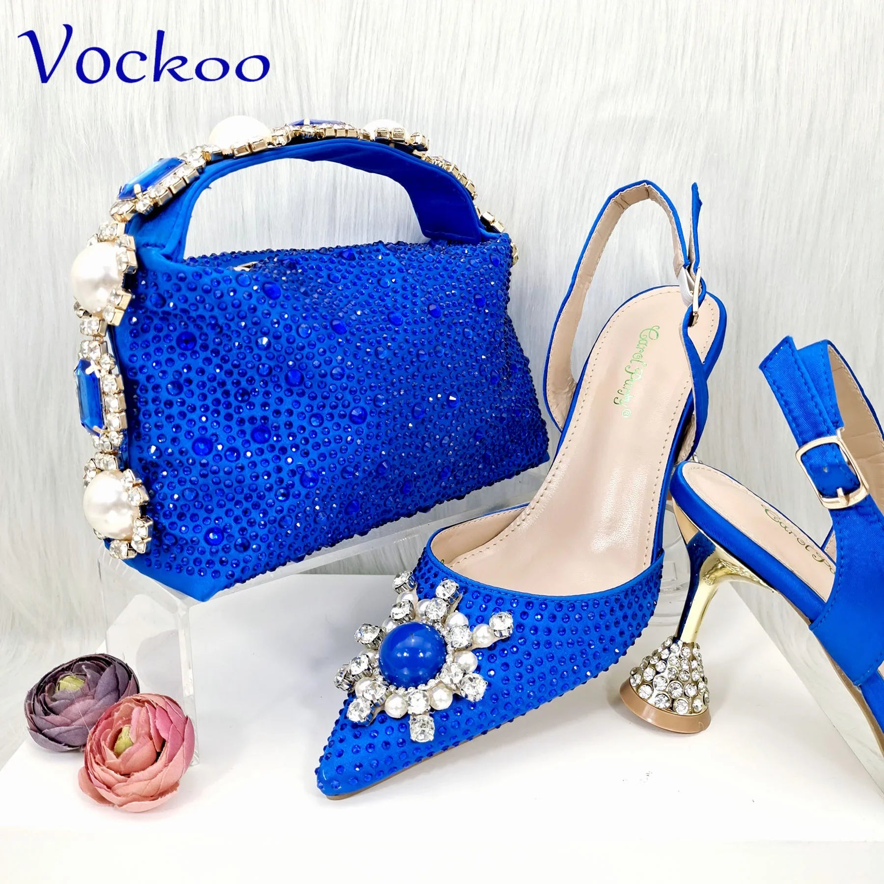 Women's Shoes and Bag Set with Shinning Crystal