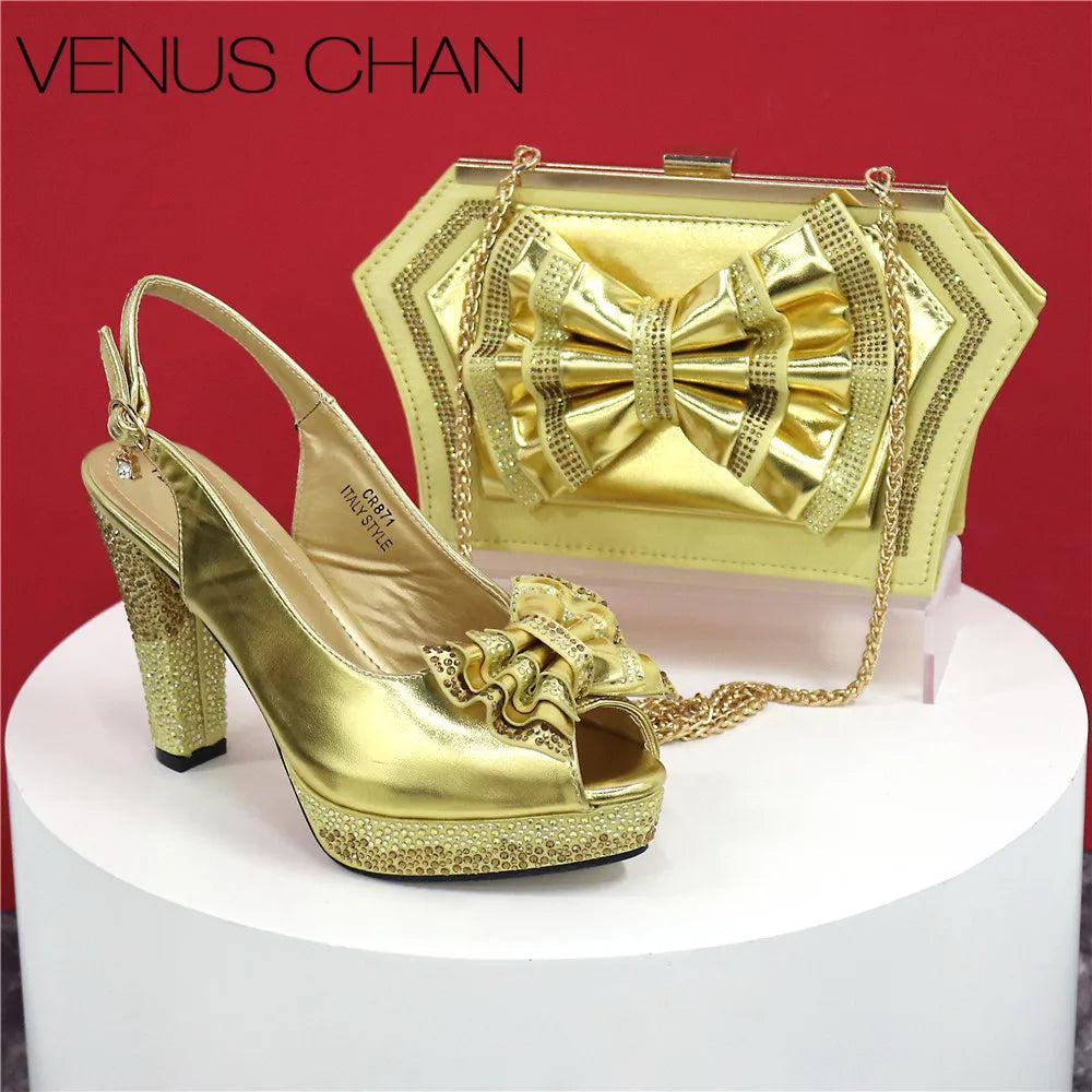 New Designer Specials Italian Women Heels Shoes and Bag Set