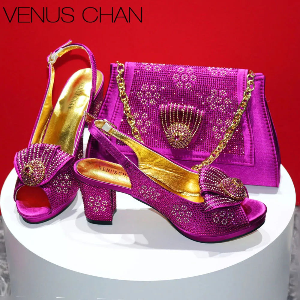 New Arrival Italian Fashion Design High Heels Shoes And Bag Set