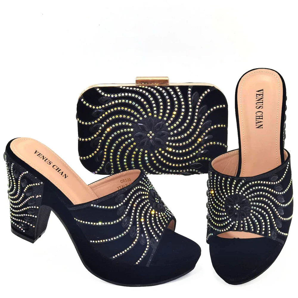 New Arrival African Wedding Shoes and Bag Set HJK1-22