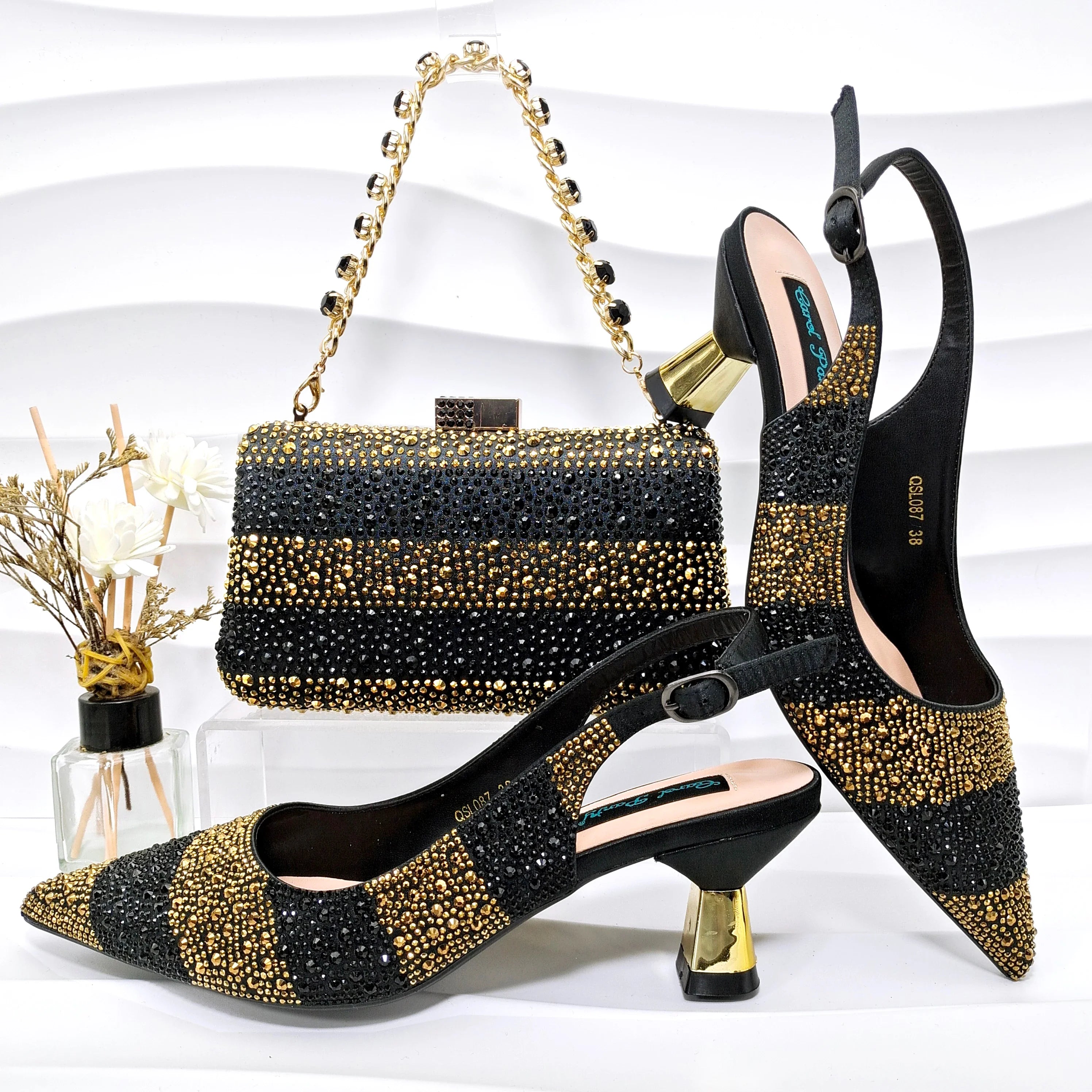 High Quality African Style Ladies Shoes And Bags Set HGF1-11
