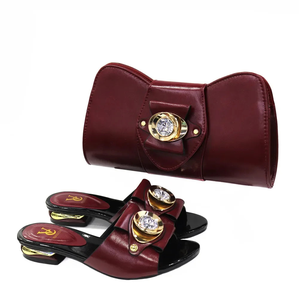 Latest Italian Design Fashion African Shoes and Bags Set