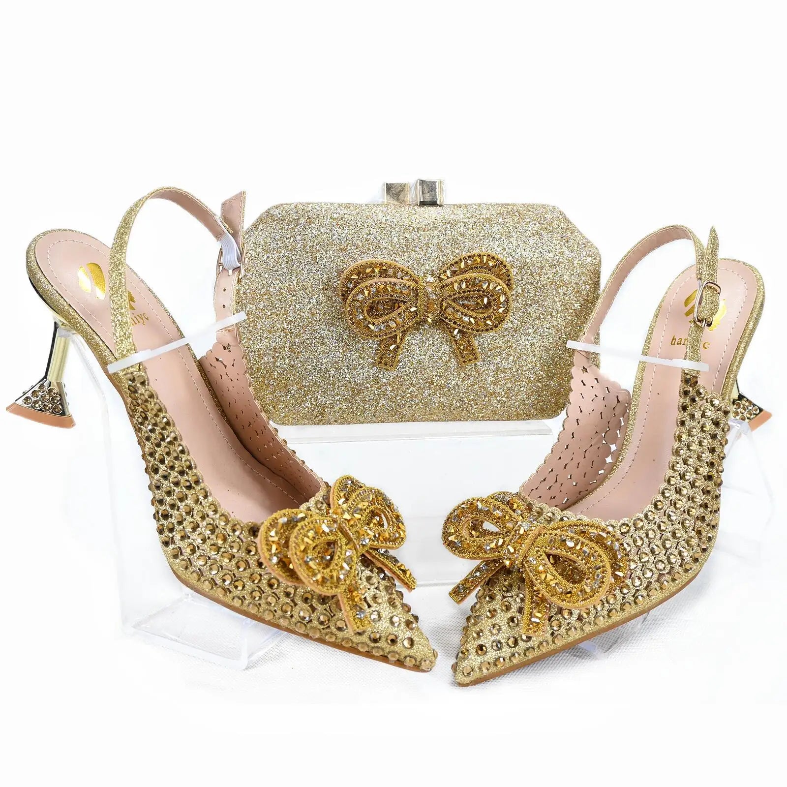 New Arrival African Wedding Shoes and Bag Set HTG1-13