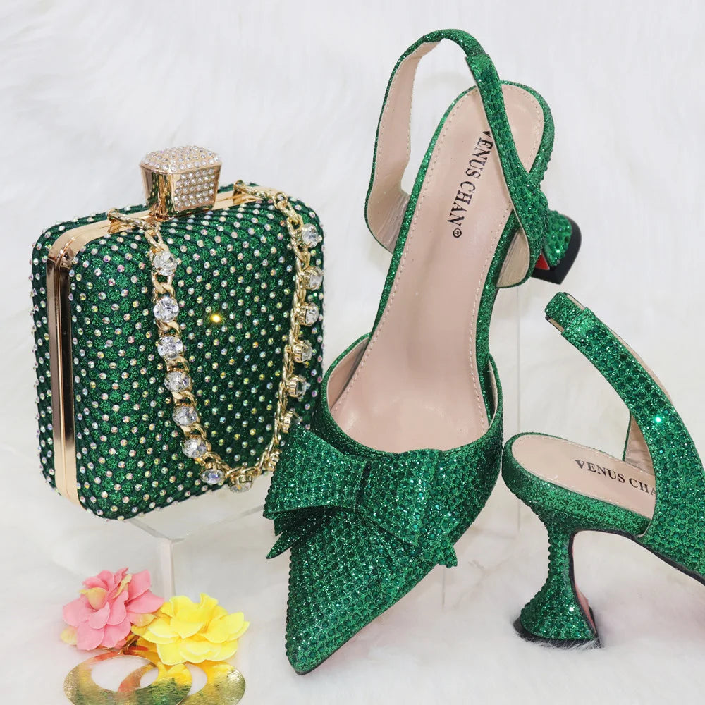 New Silver Versatile Party Ladies Shoes And Bag Set