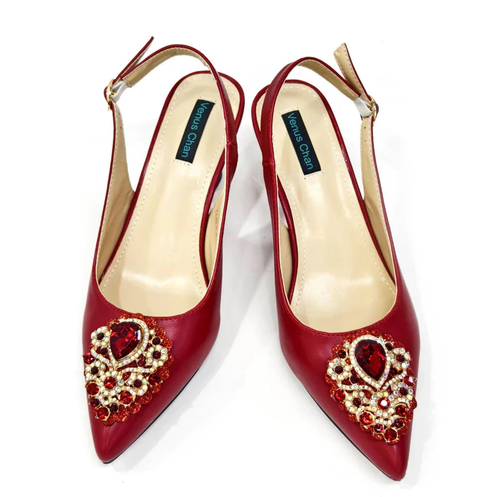 Women's Crystal Pointed High Heels Shoe Bag Set