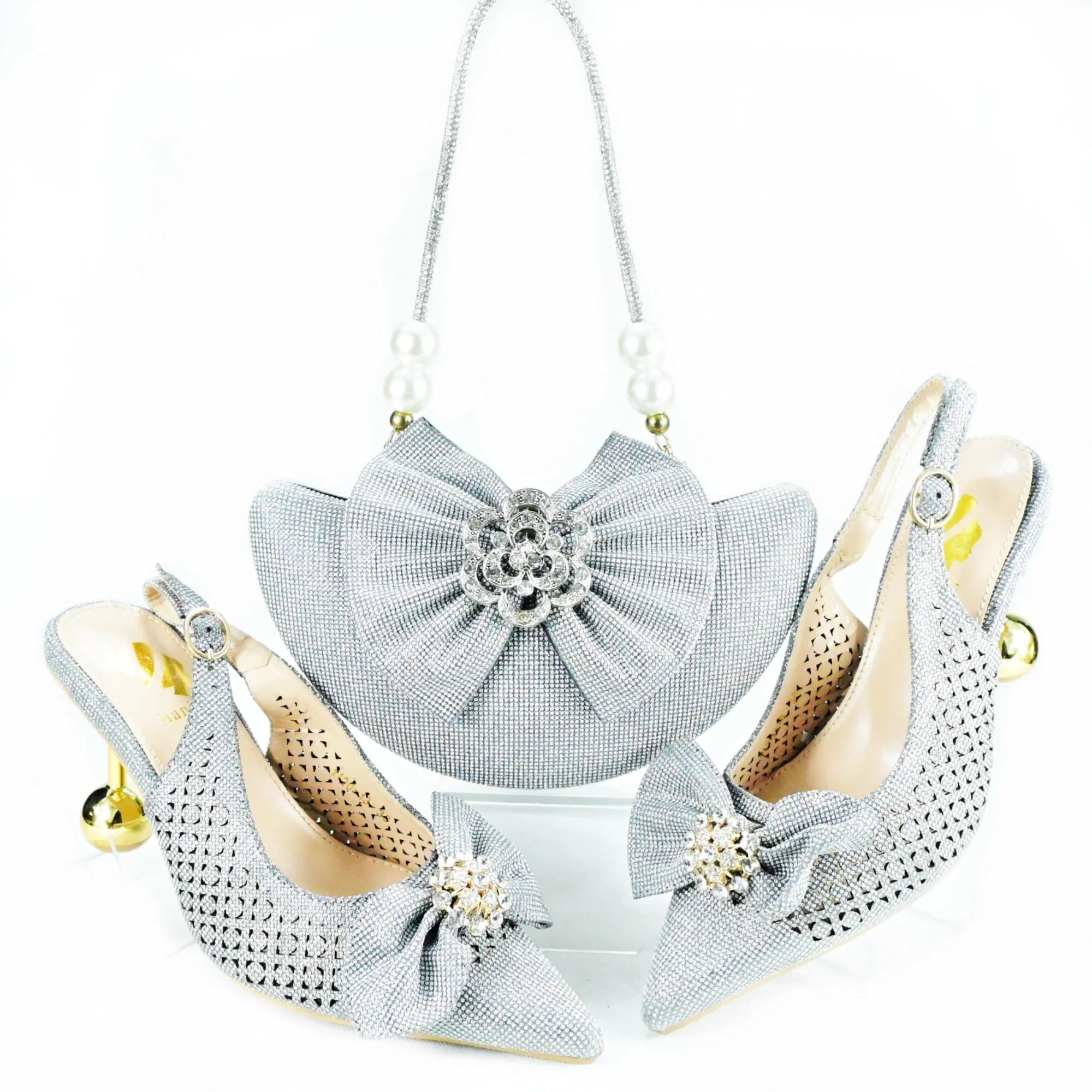 New Arrival African Wedding Shoes and Bag Set HAS1-21