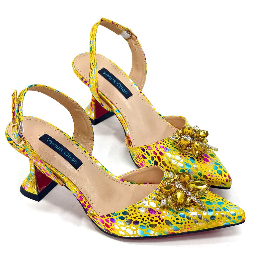 New Heels Pointed Toe Design Ladies Shoes Matching Bag Set