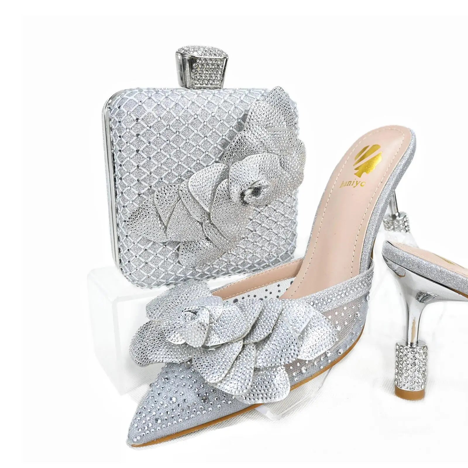 New Arrival African Wedding Shoes and Bag Set HTG1-13