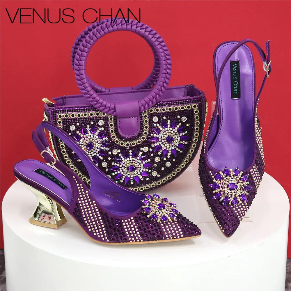 Italian Design Evening Bag Paired With Handmade Petal Shoes