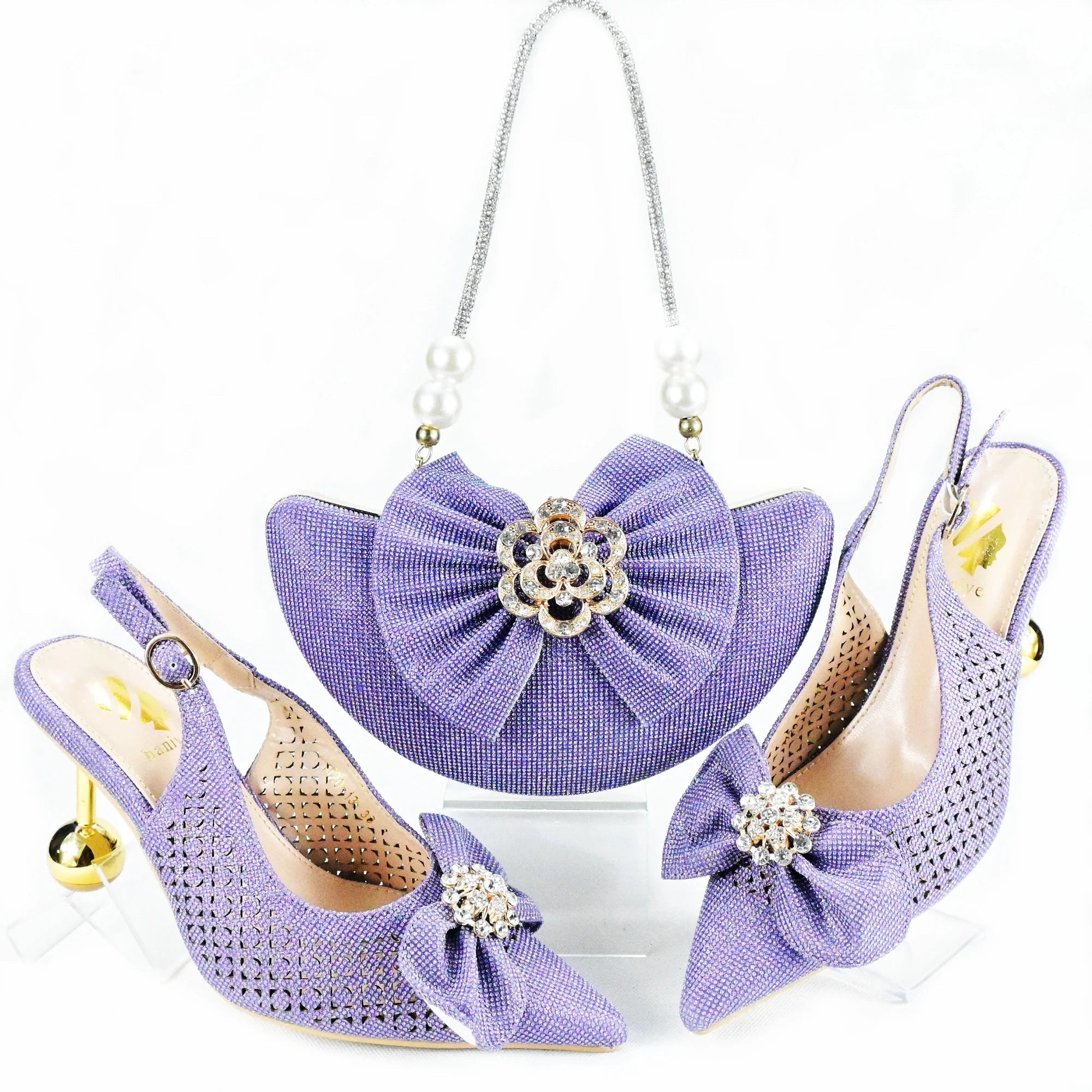 New Arrival African Wedding Shoes and Bag Set HAS1-21